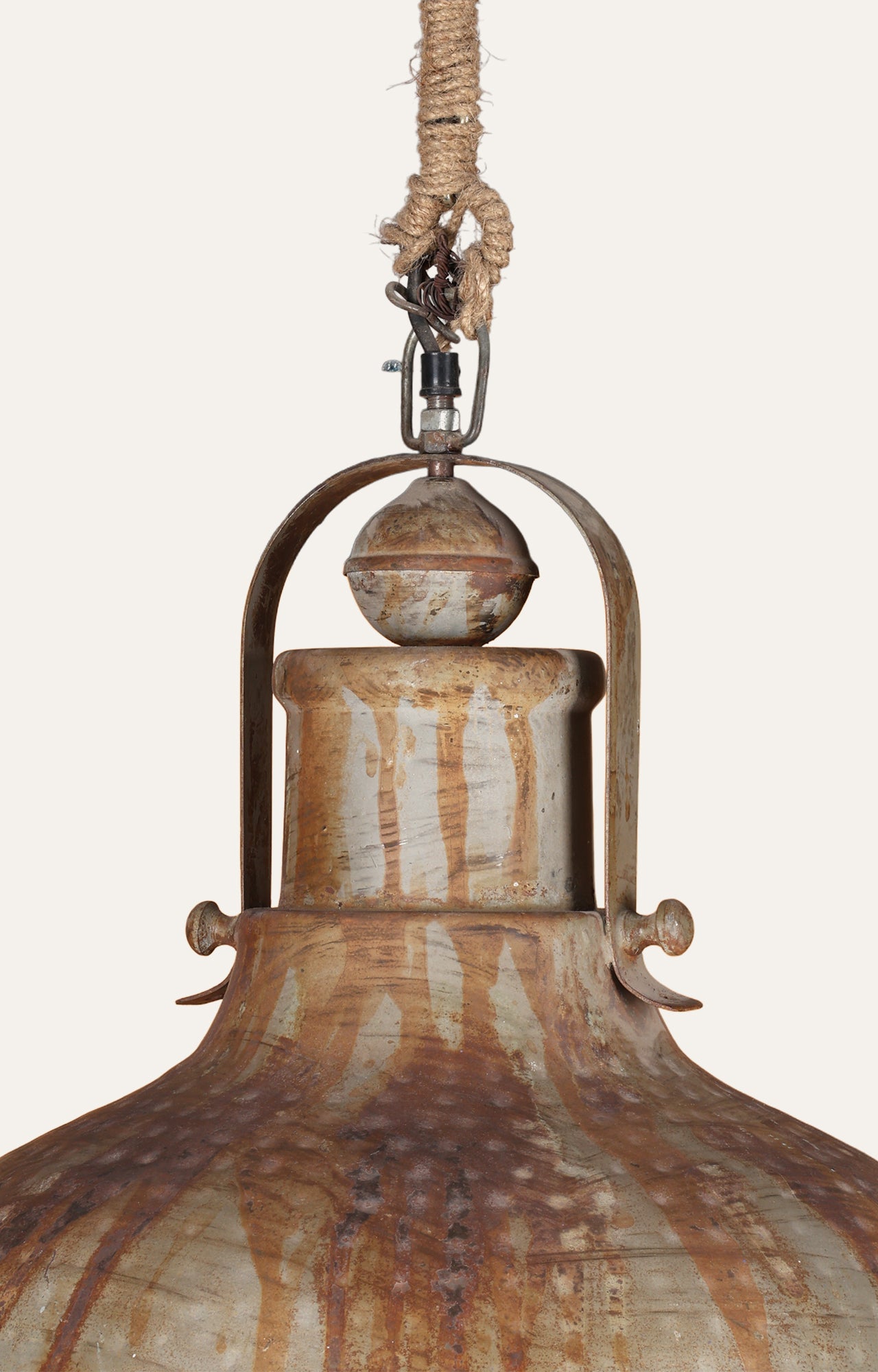 Iron dome shaped pendant light