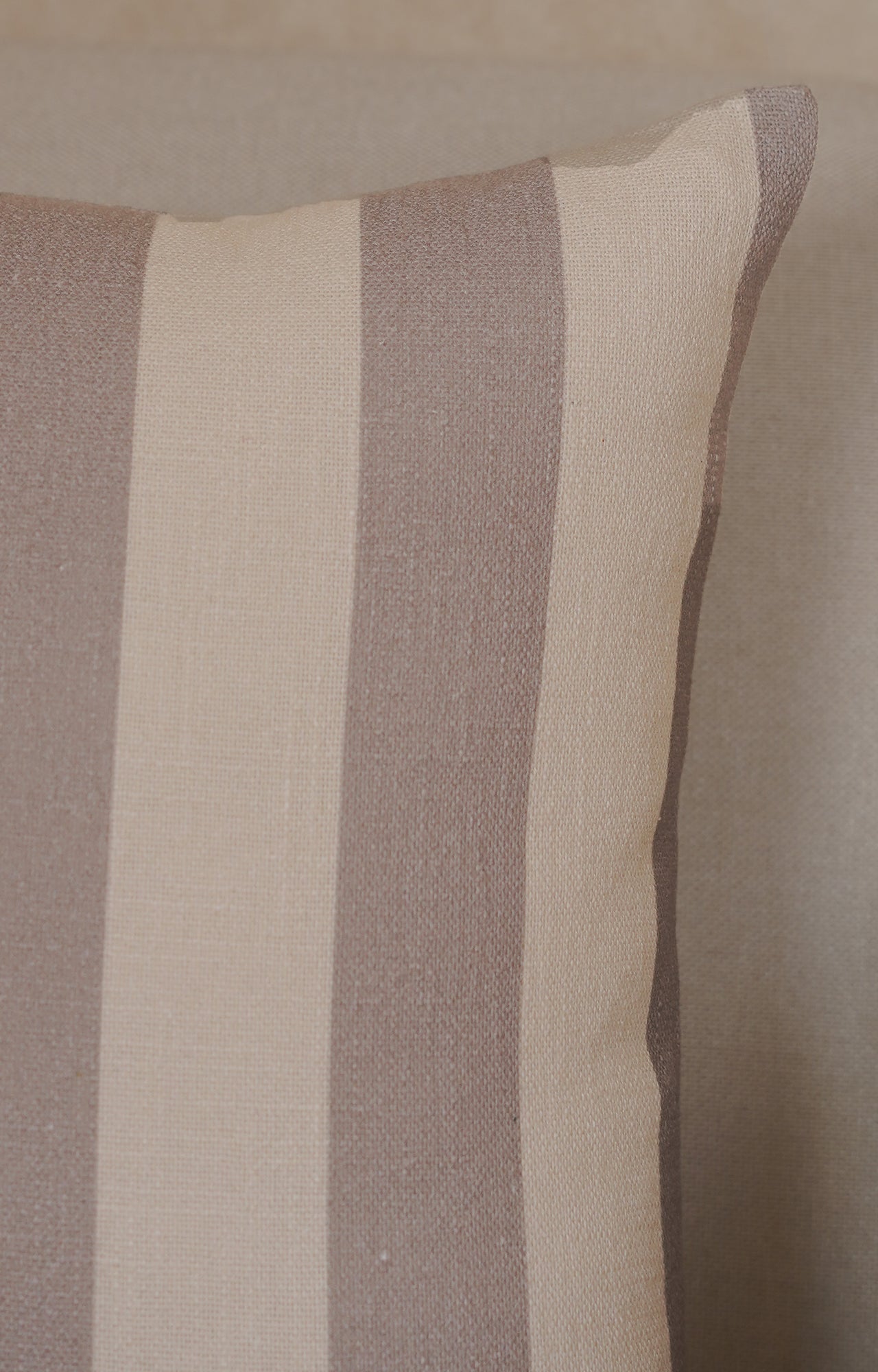 Mocha Stripe Cotton Cushion Cover