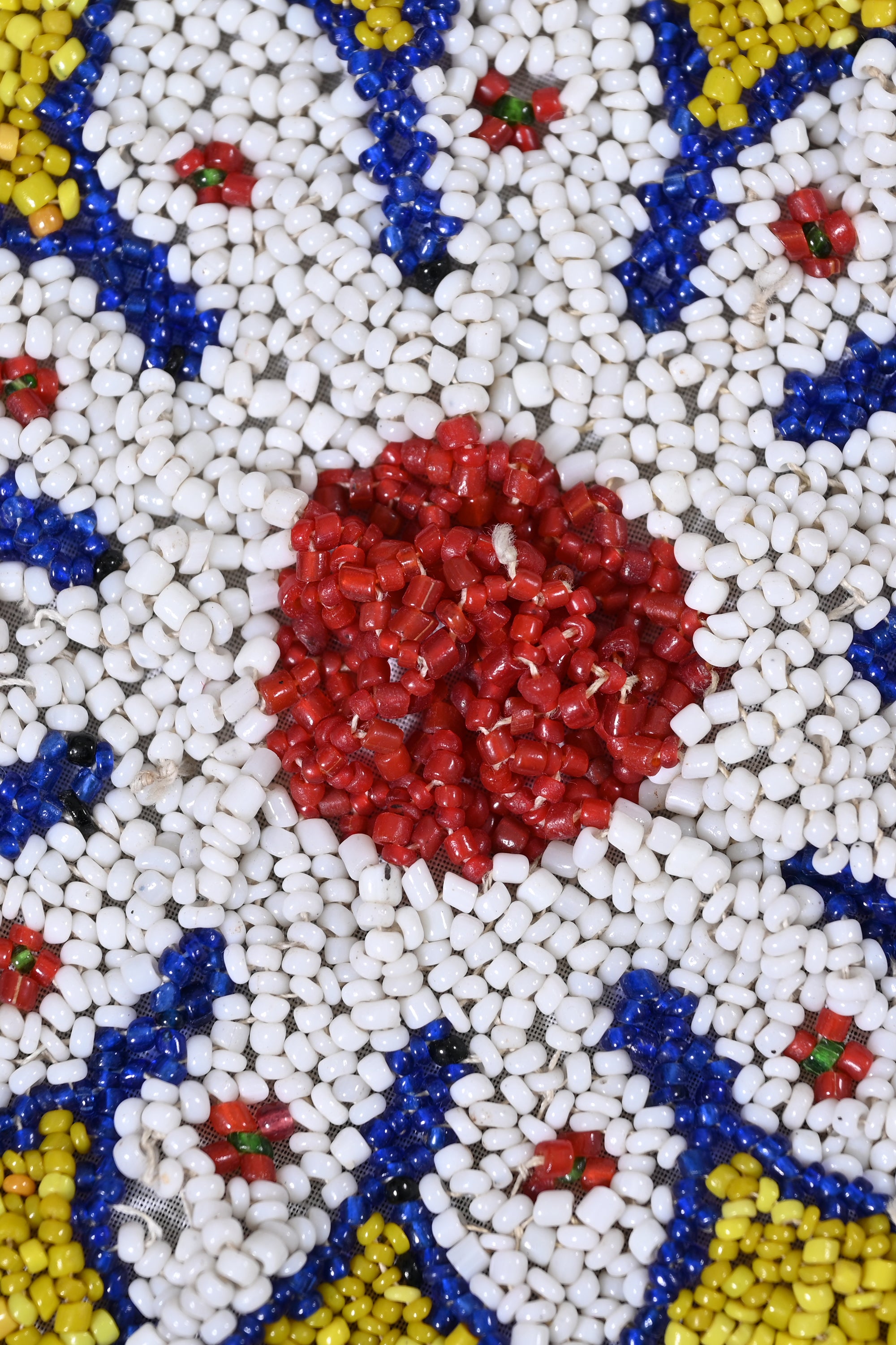 Round Gujarati Beaded Floral Textile Panel