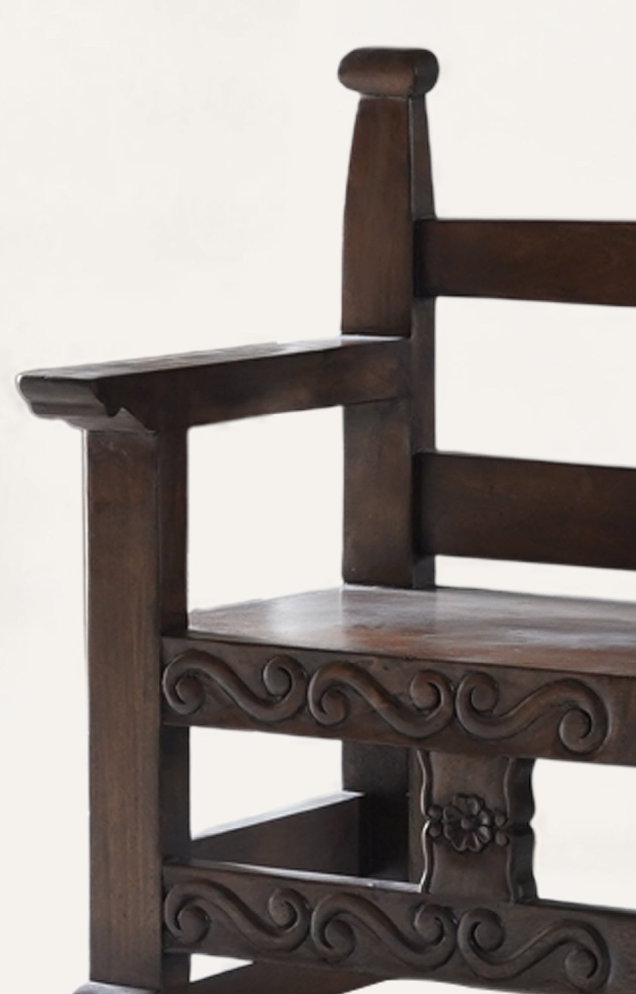 Hand Carved Wooden Bench