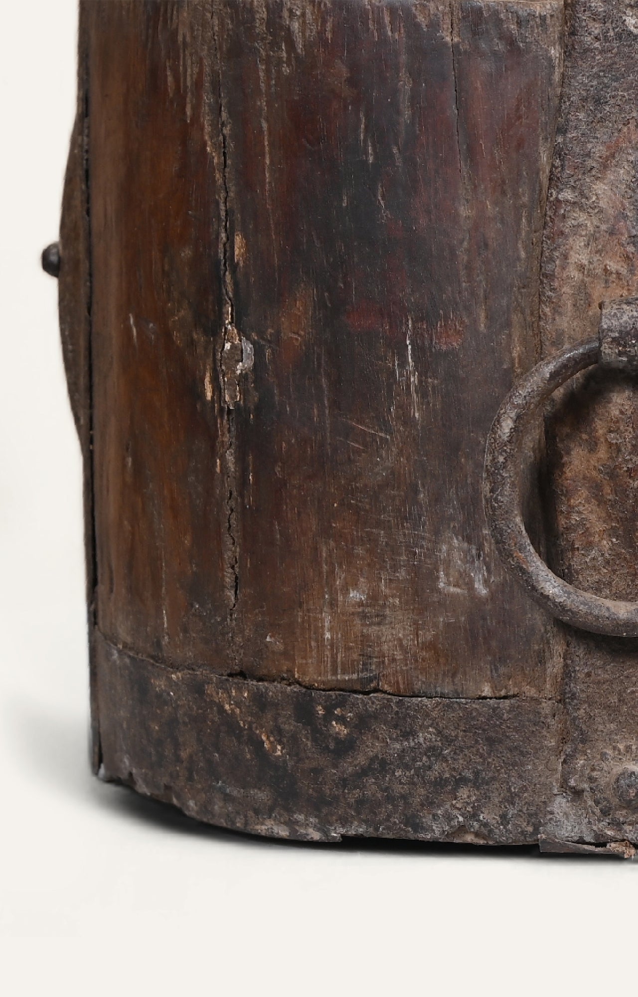 Vintage Water Barrel-Metal Detail / Rustic Wood Planter with Metal Accents