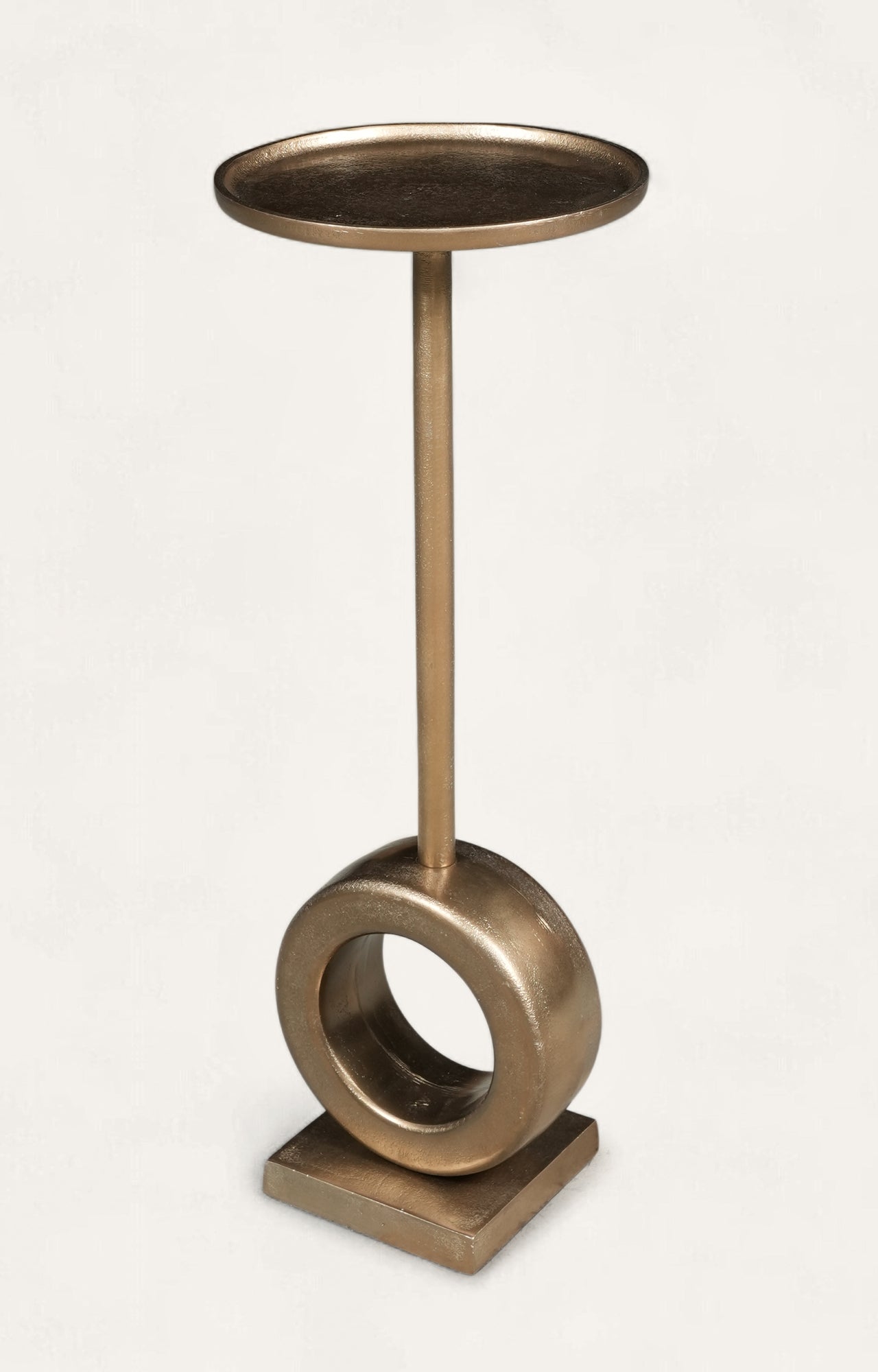 Modern Brass Pedestal Table with Open Ring Base