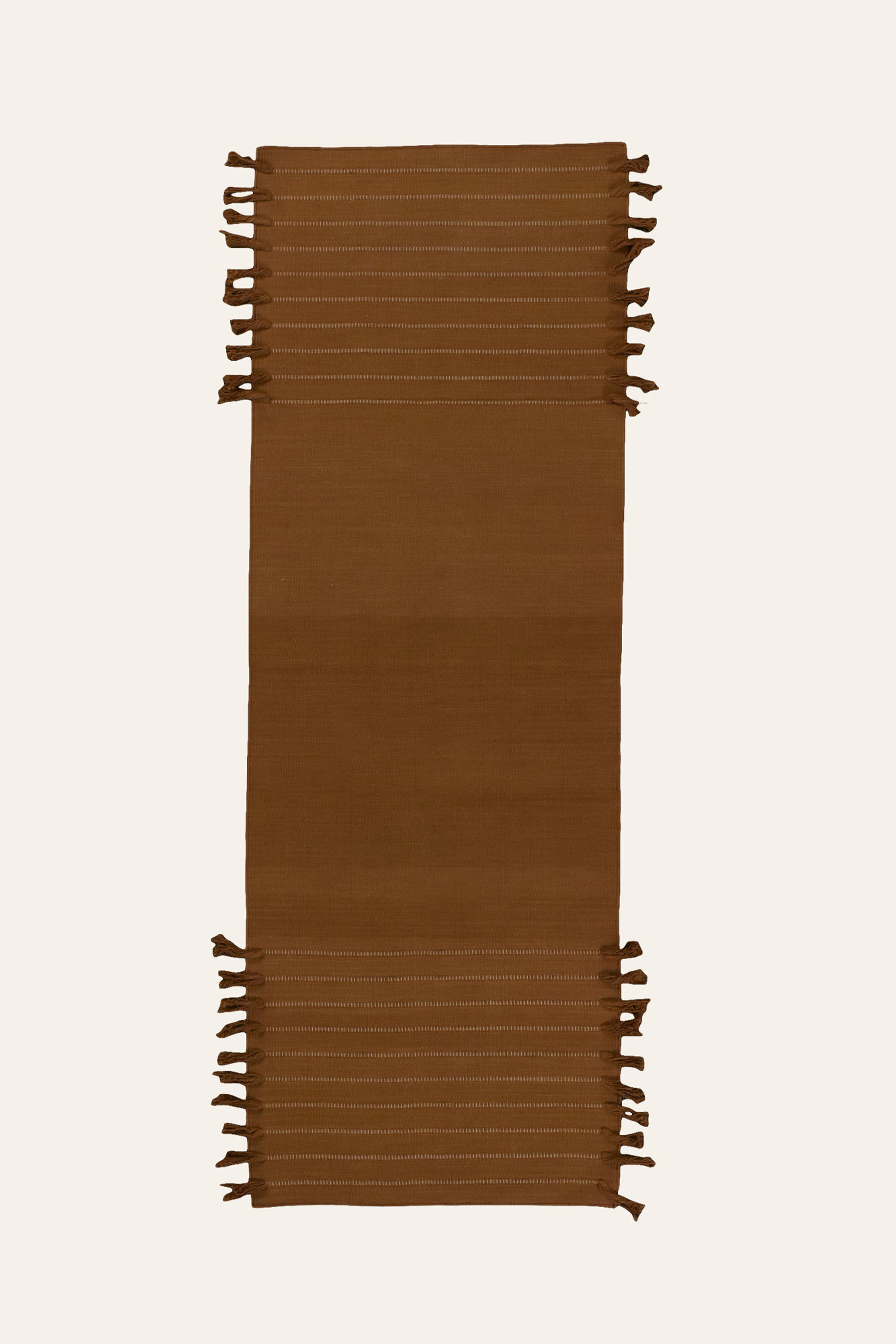 Plain Brown Washable Cotton Yoga Mat with Fringe