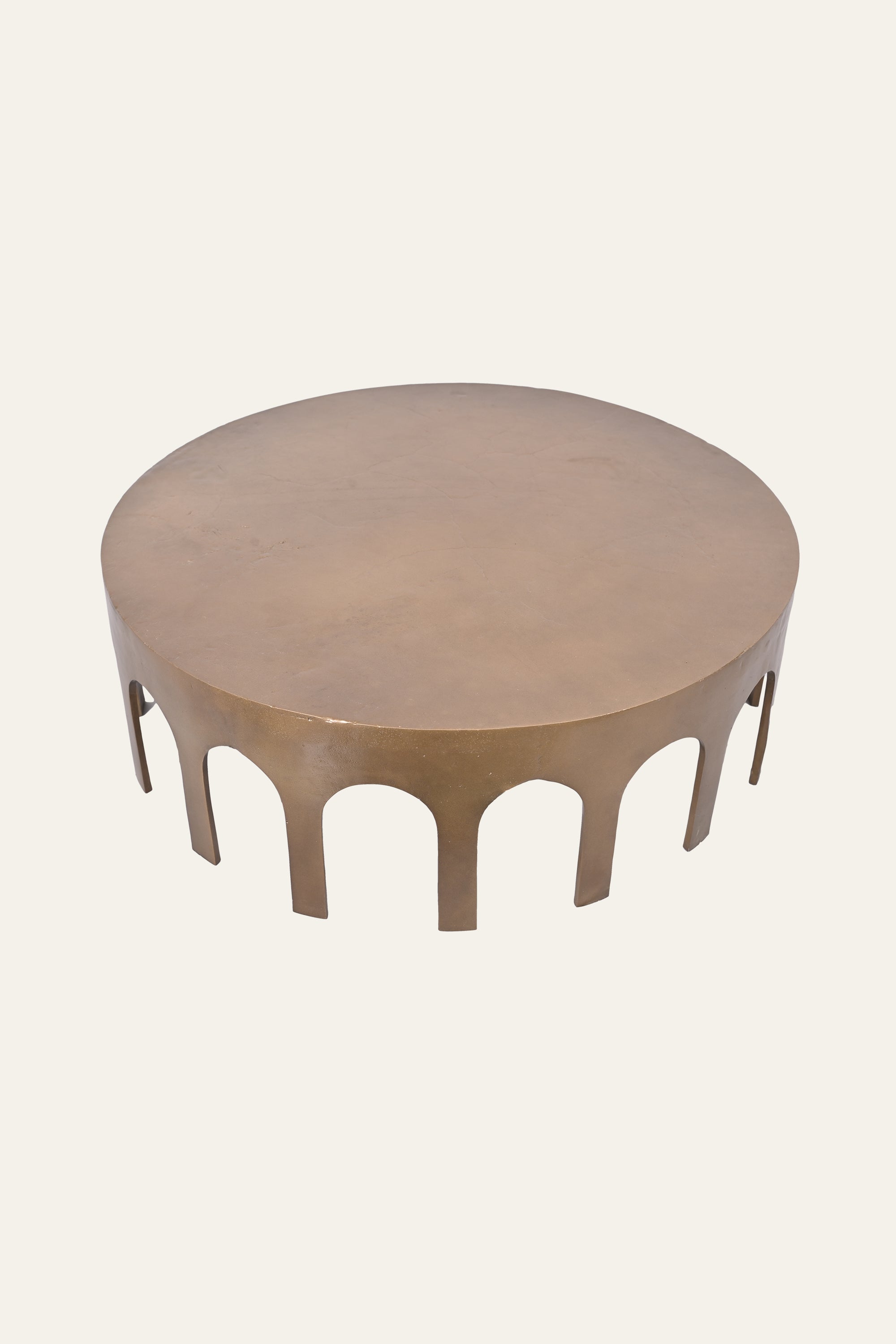 Round Living Room Metal Coffee Table with Arched Base