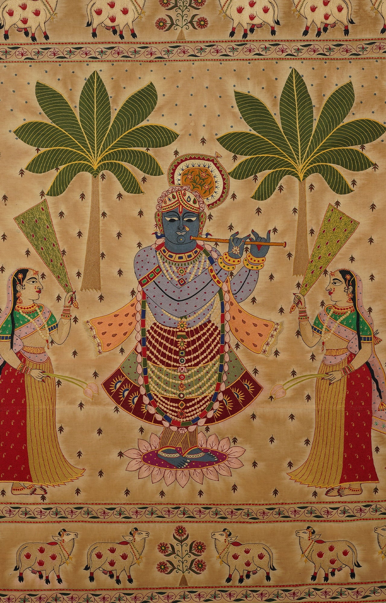 Krishna's Paradise: Grand Embroidered Pichwai