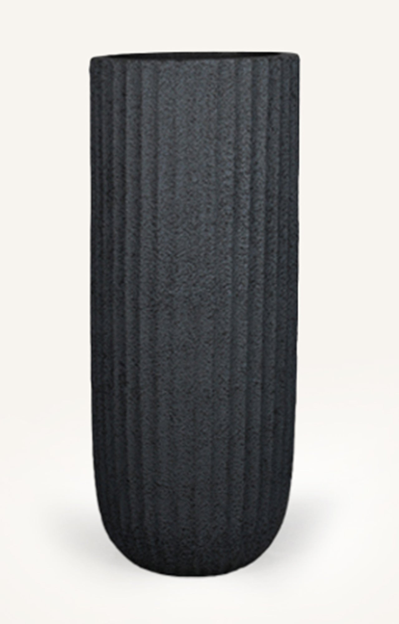 Charcoal Ribbed Resin Planter - Medium