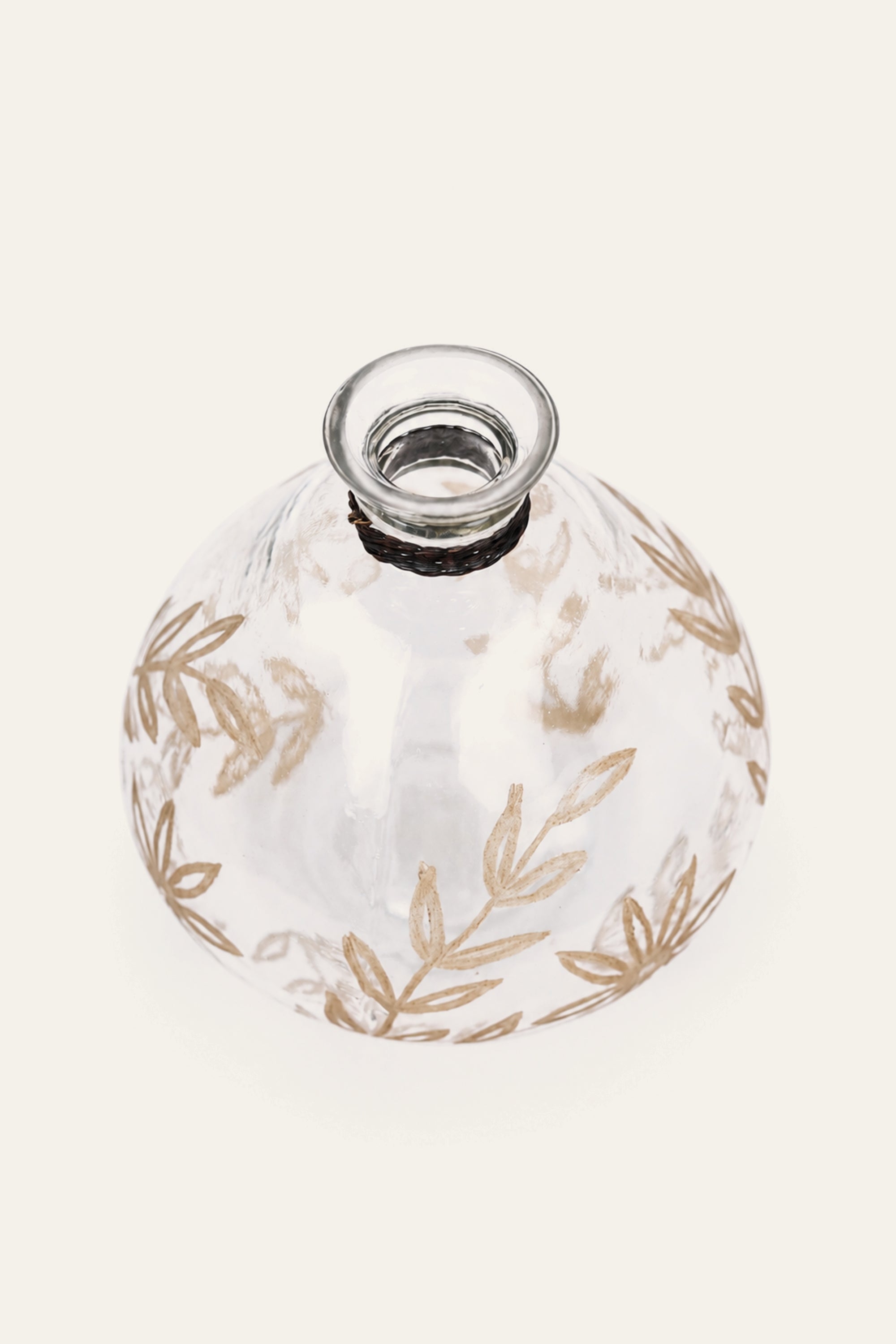 Round Botanical Etched Glass Bud Vase
