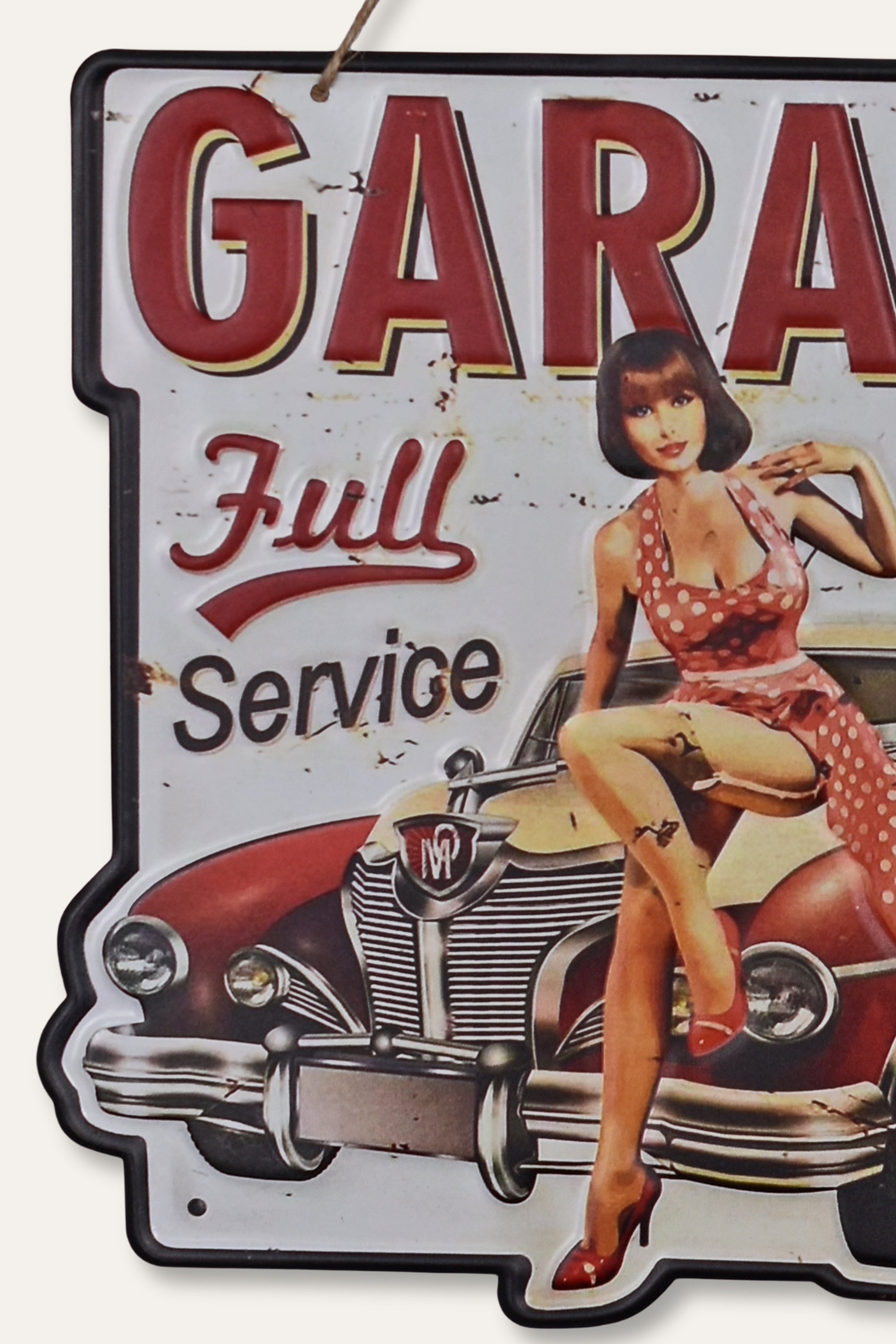 Vintage Car Pin Up Girl Retro Metal Wall Décor