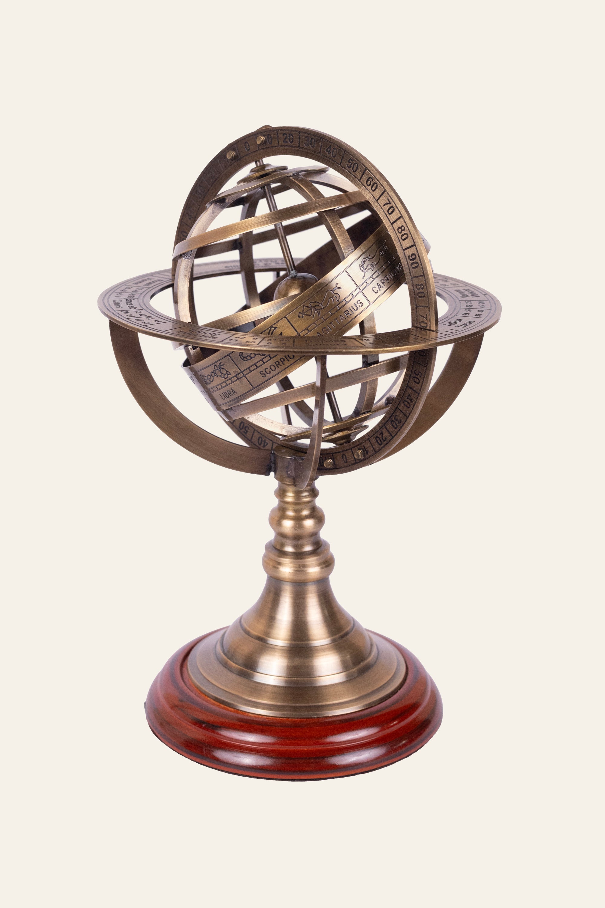 Armillary Globe with Zodiac Engraved Rings