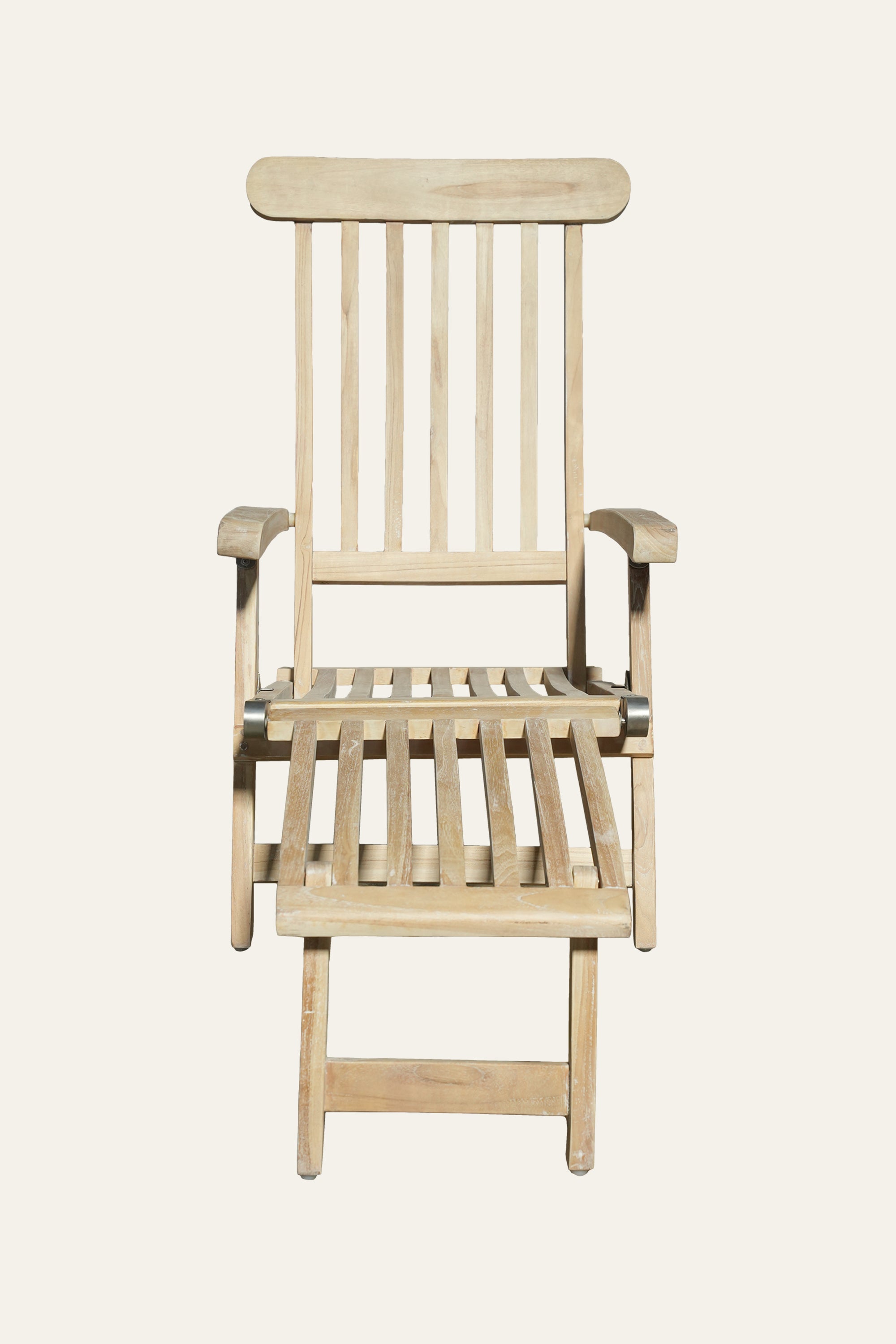 Teak Steamer Deck Chair with Adjustable Reclining Back