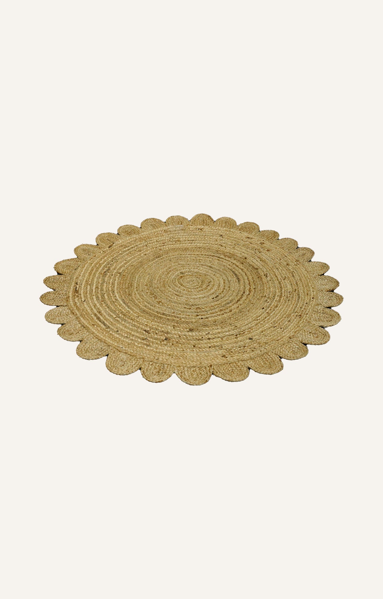 4 x 4 Ft Scalloped Round Handmade Jute Rug