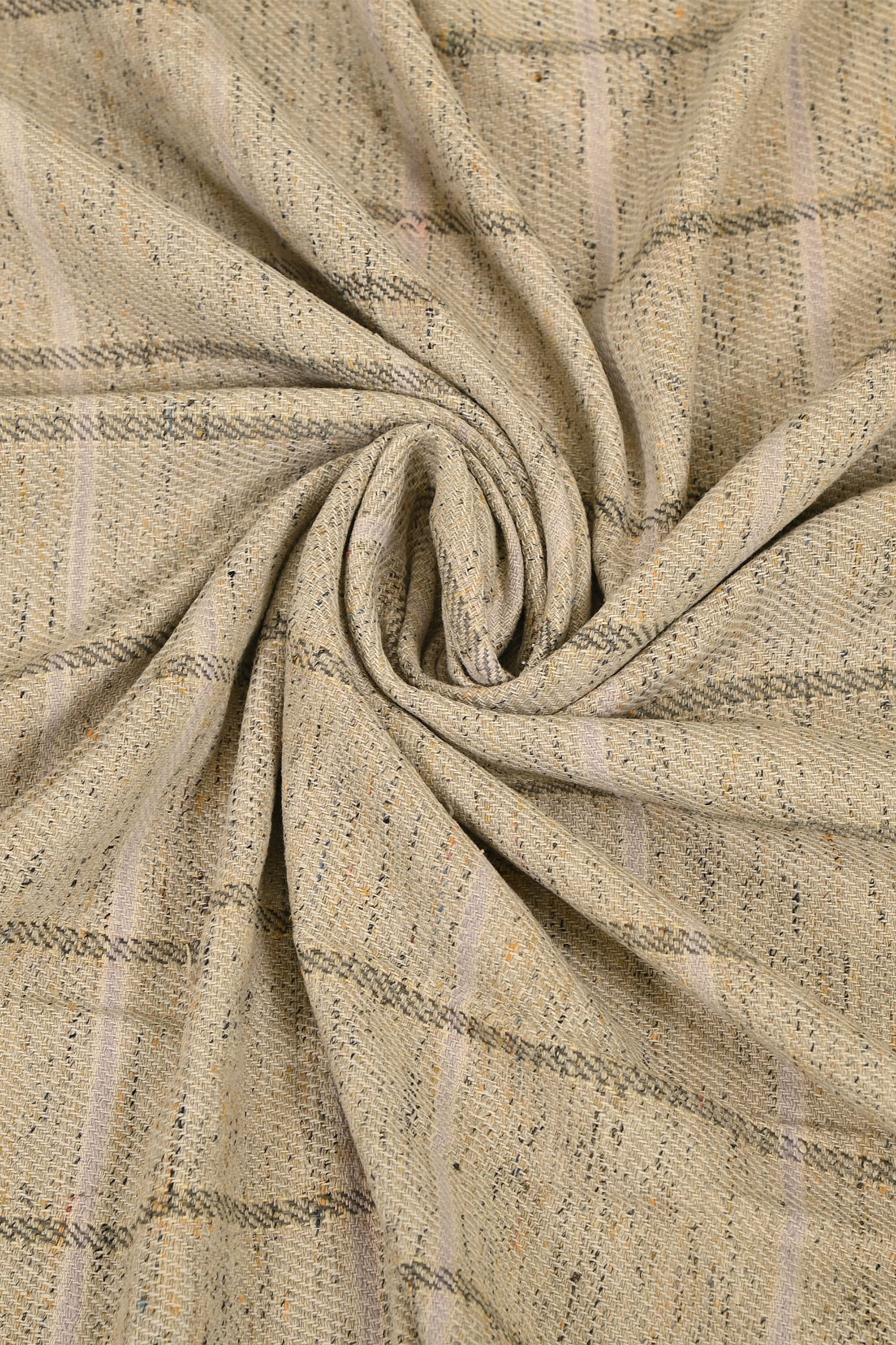 Beige Checked Hand Woven Cotton Punjabi Khes Wall Hanging