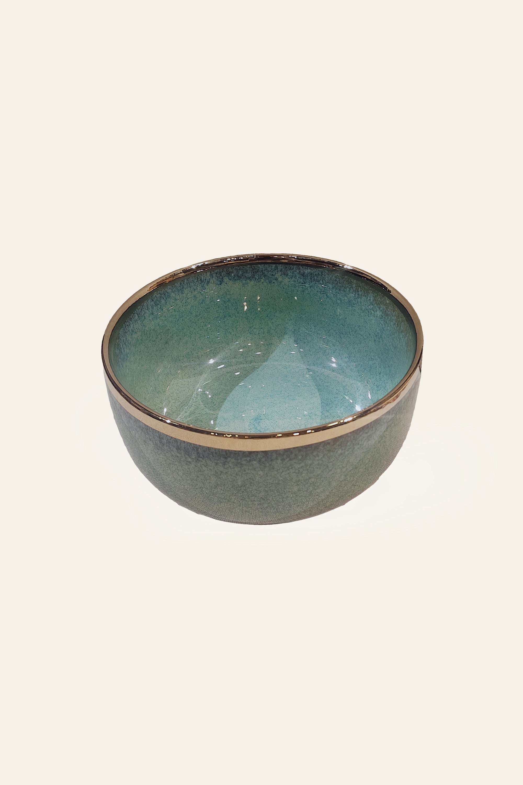 Teal Glazed Ceramic Serving Bowl