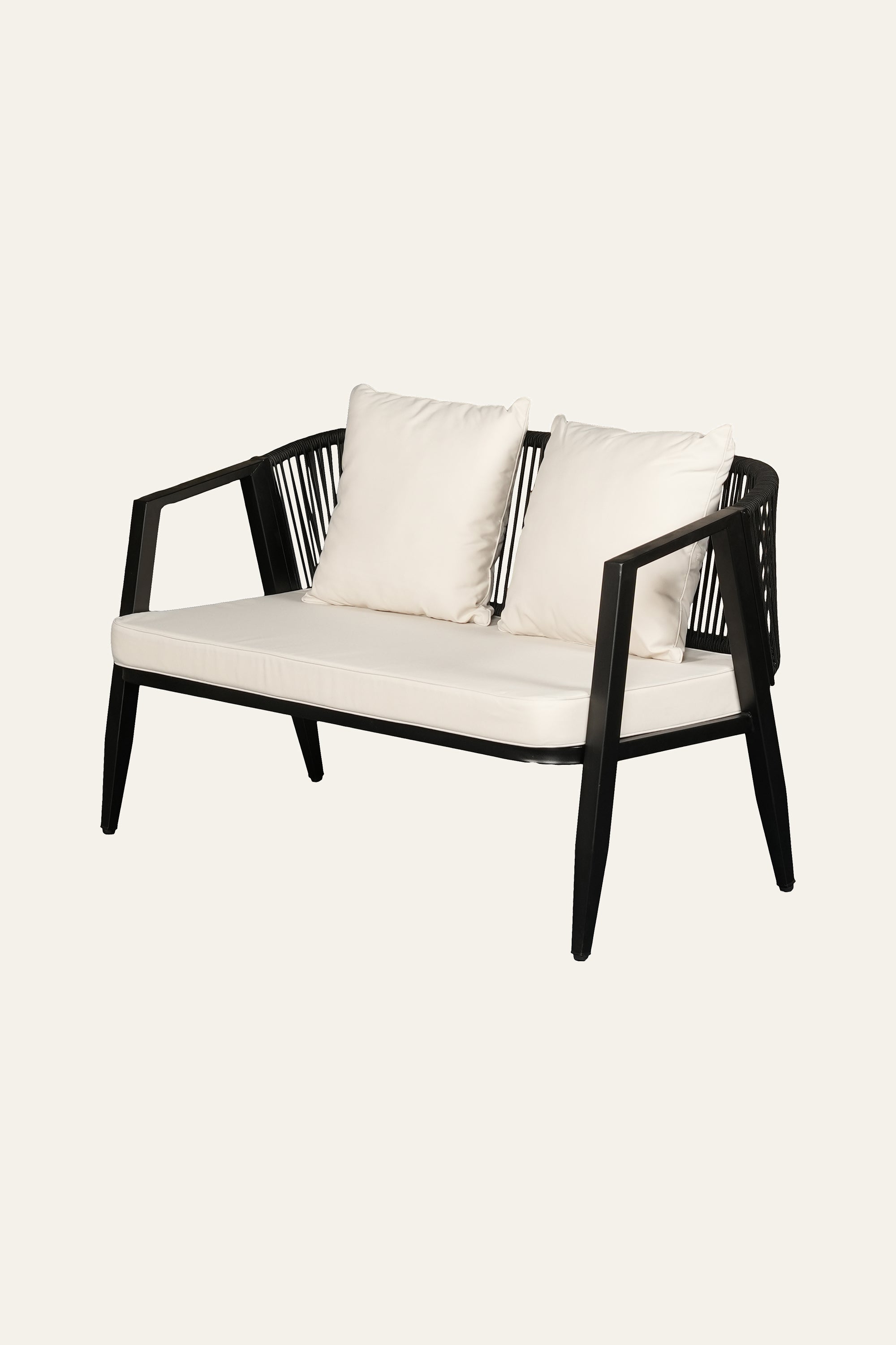 Black Modern Outdoor 2-Seater Sofa for Patio