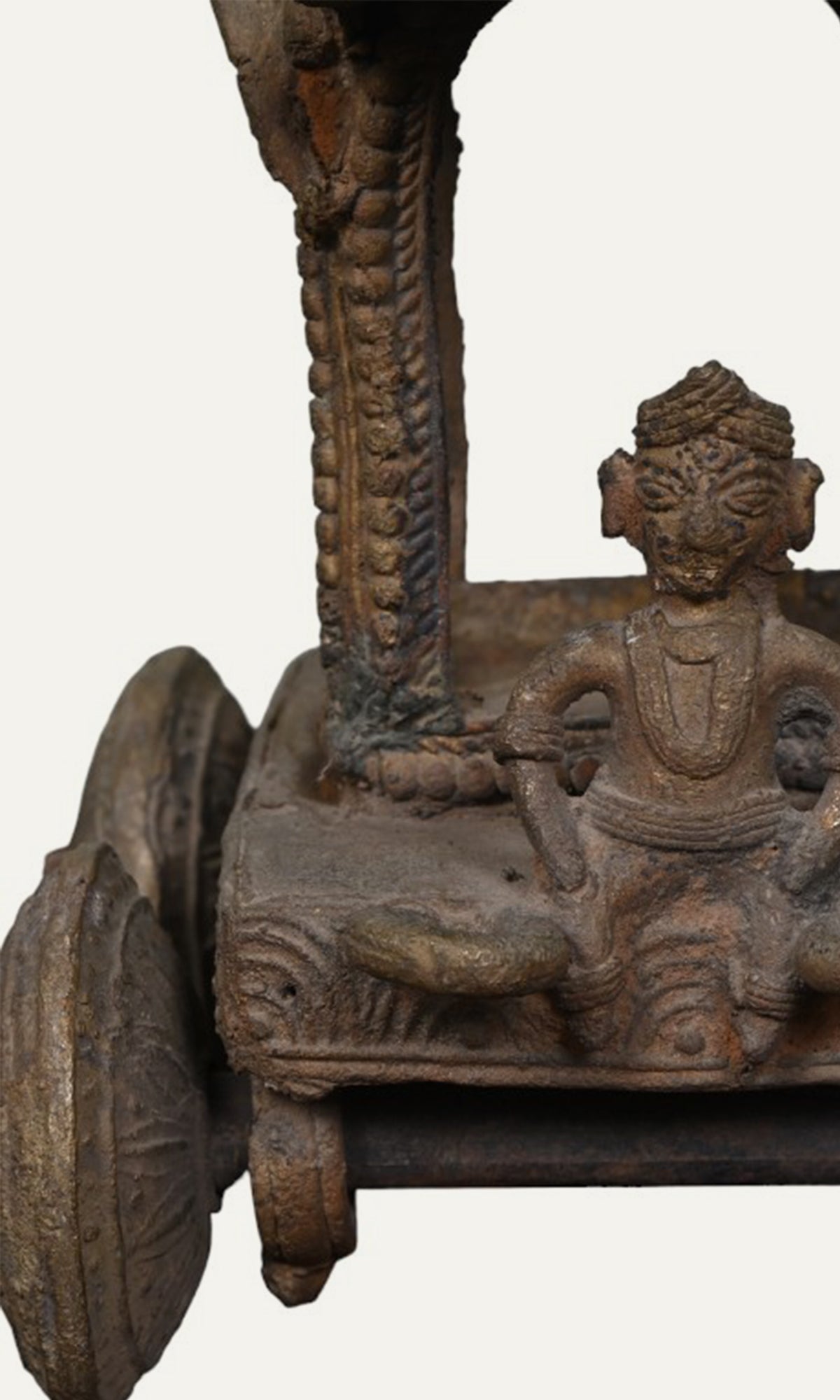 Vintage Brass King on Chariot with Lion Figurine