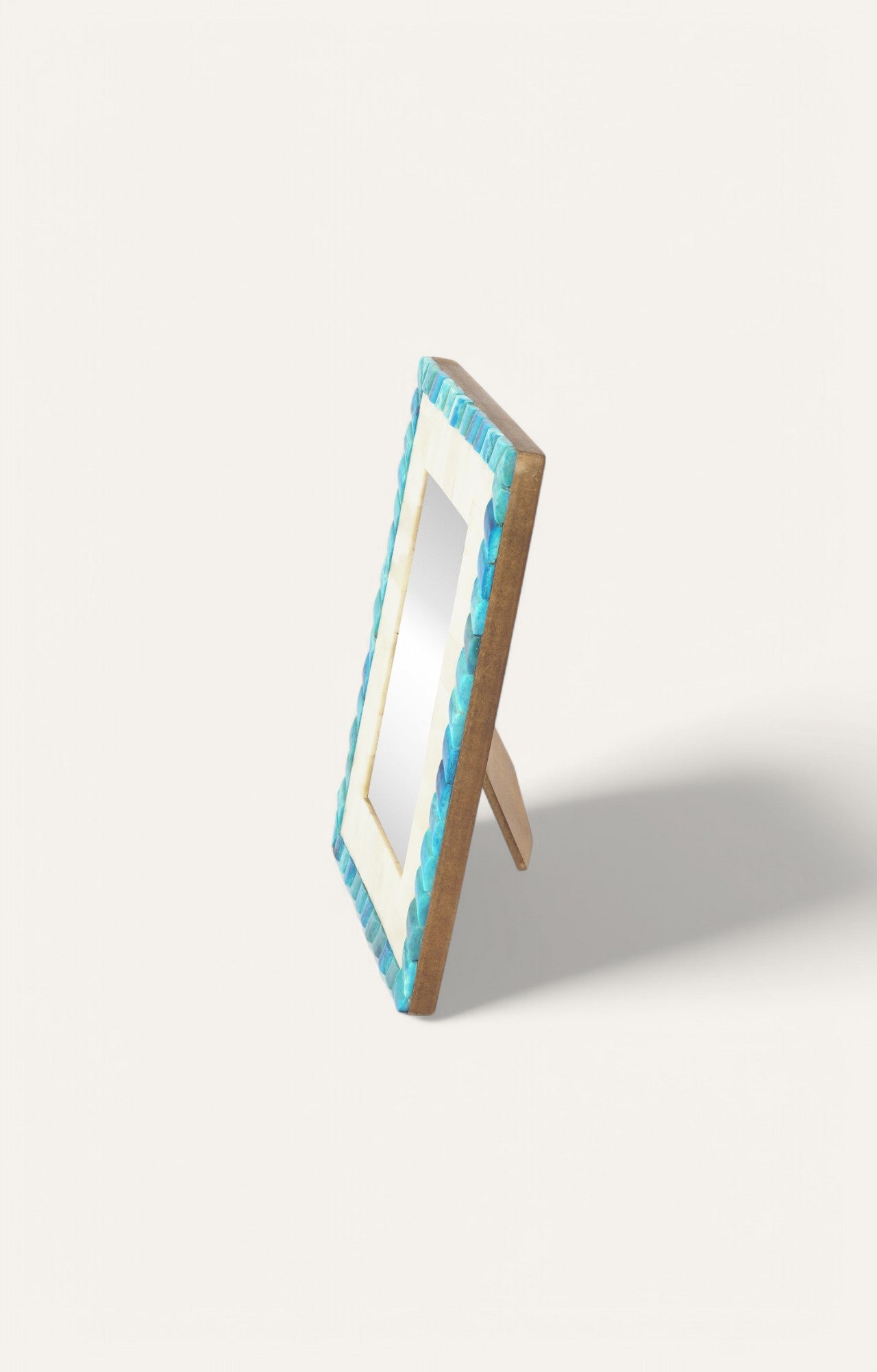 White and Blue Decorative Resin and Bone Countertop Photo Frame