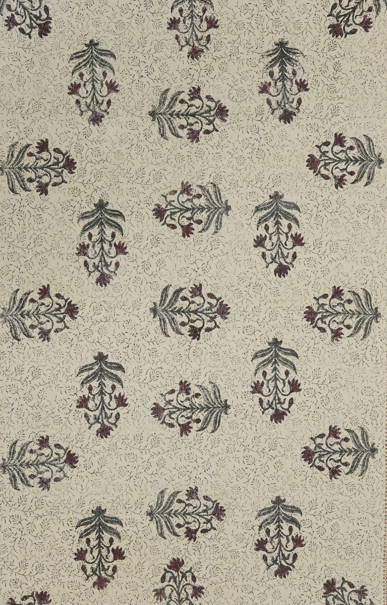 Crimson Bloom Hand Blockprinted Dhurrie Rug