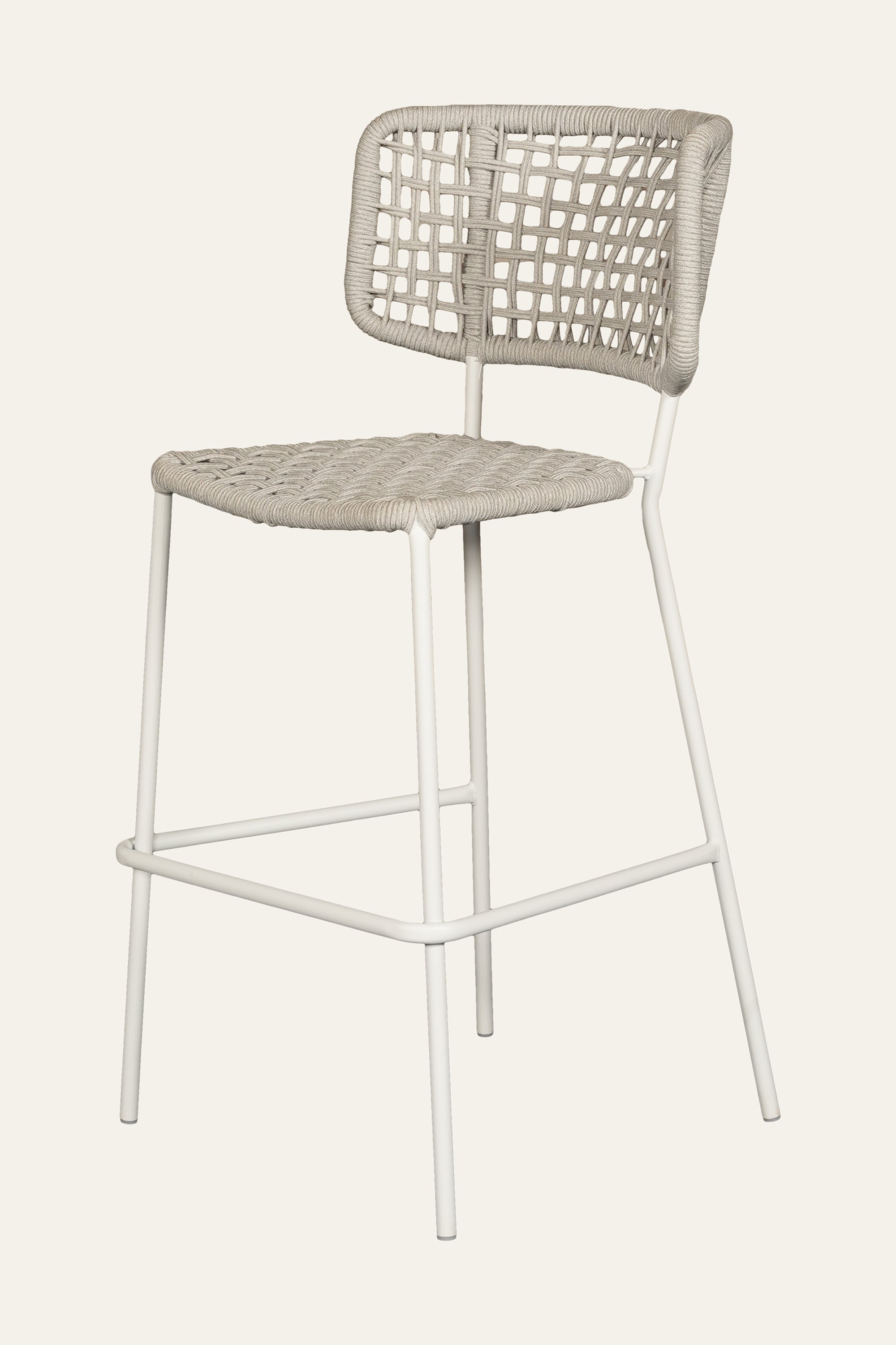 White Metal with Nylon Ropes  Outdoor Bar Chair
