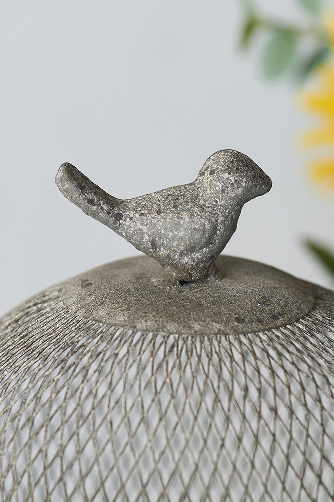 Domed Metal Mesh Bird Candle Holder - Big