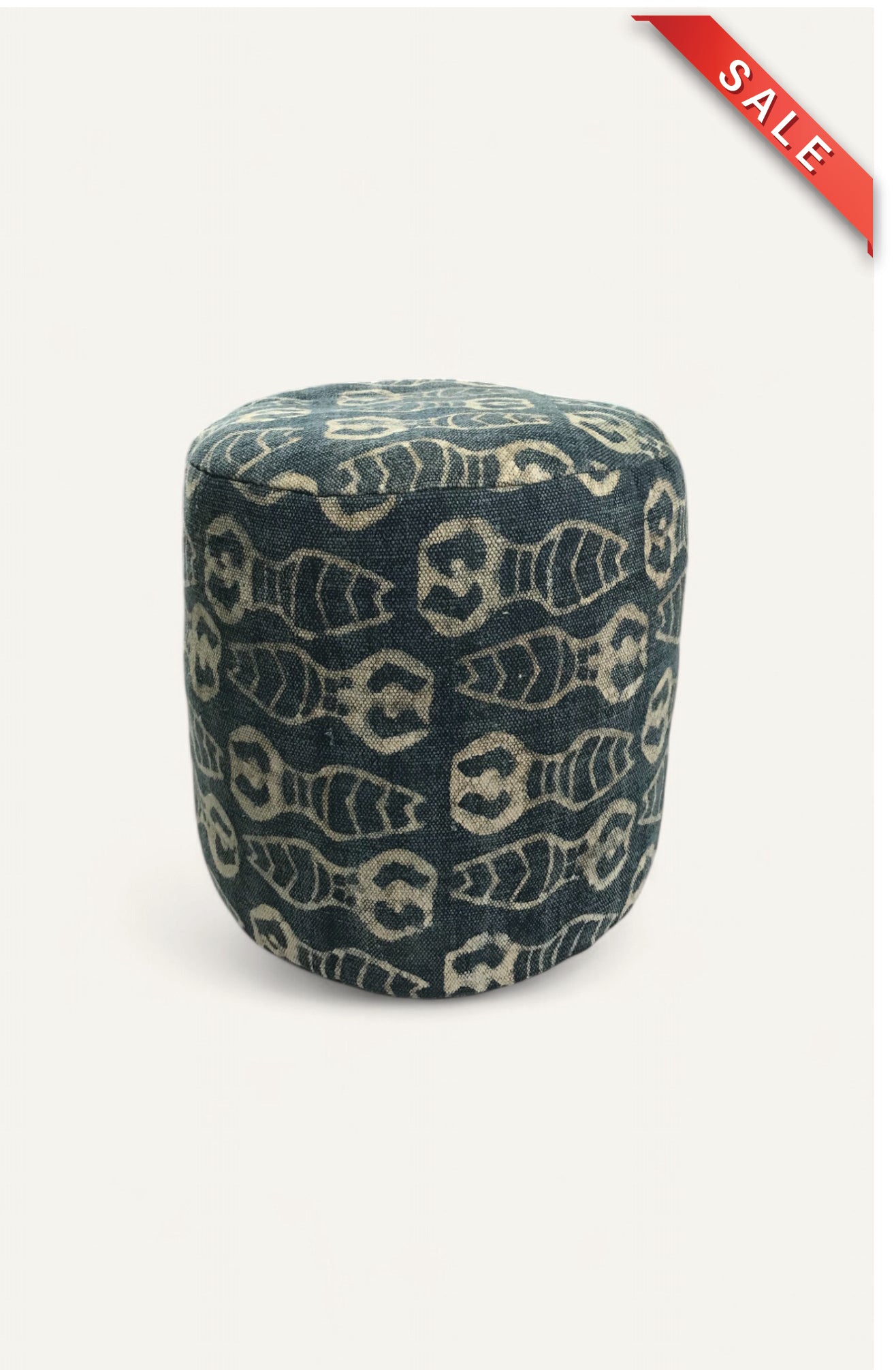 Indigo Block Print Handwoven Pouf Seat