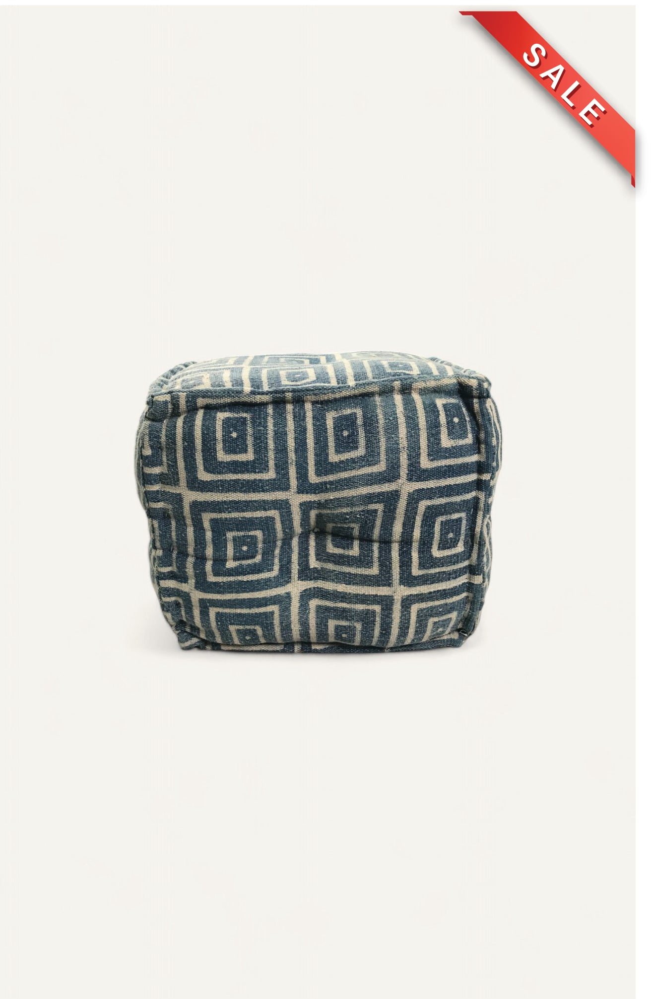 Geometric Block Print Handwoven Pouf Stool