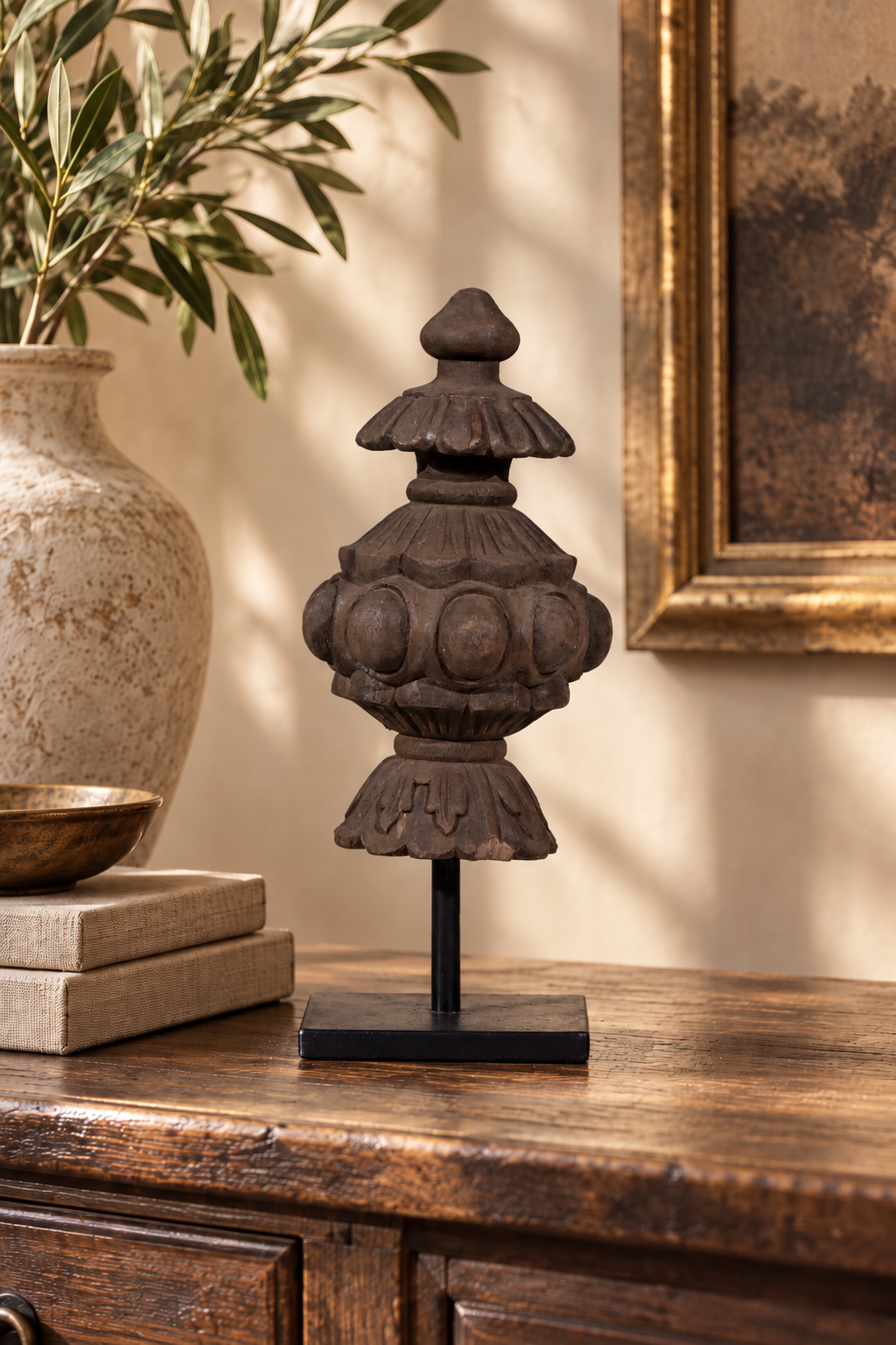 Temple Finial Fragment on Metal Stand