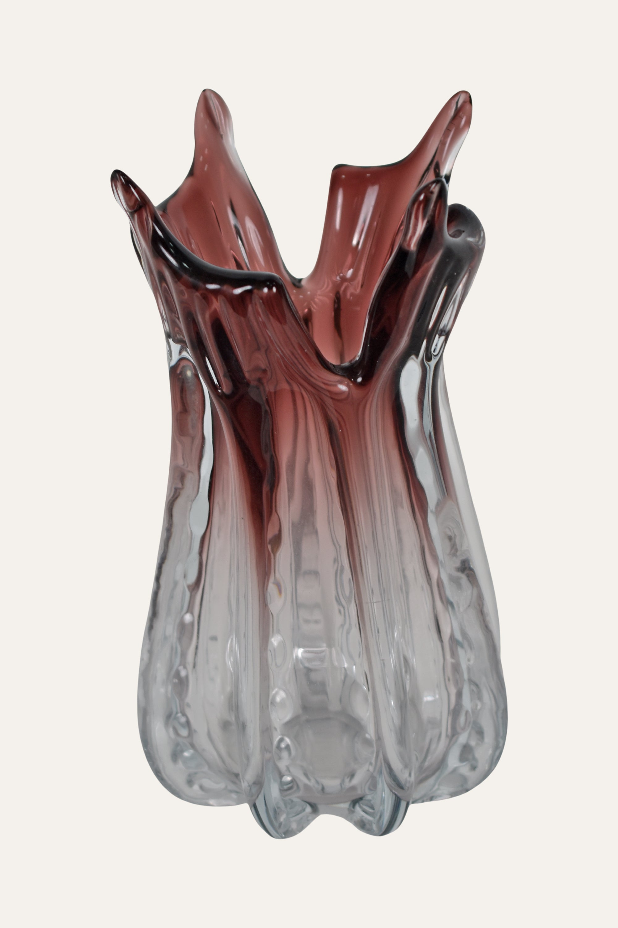Hand-Blown Amaryllis Blossom Designer Colored Glass Vase for Statement Décor