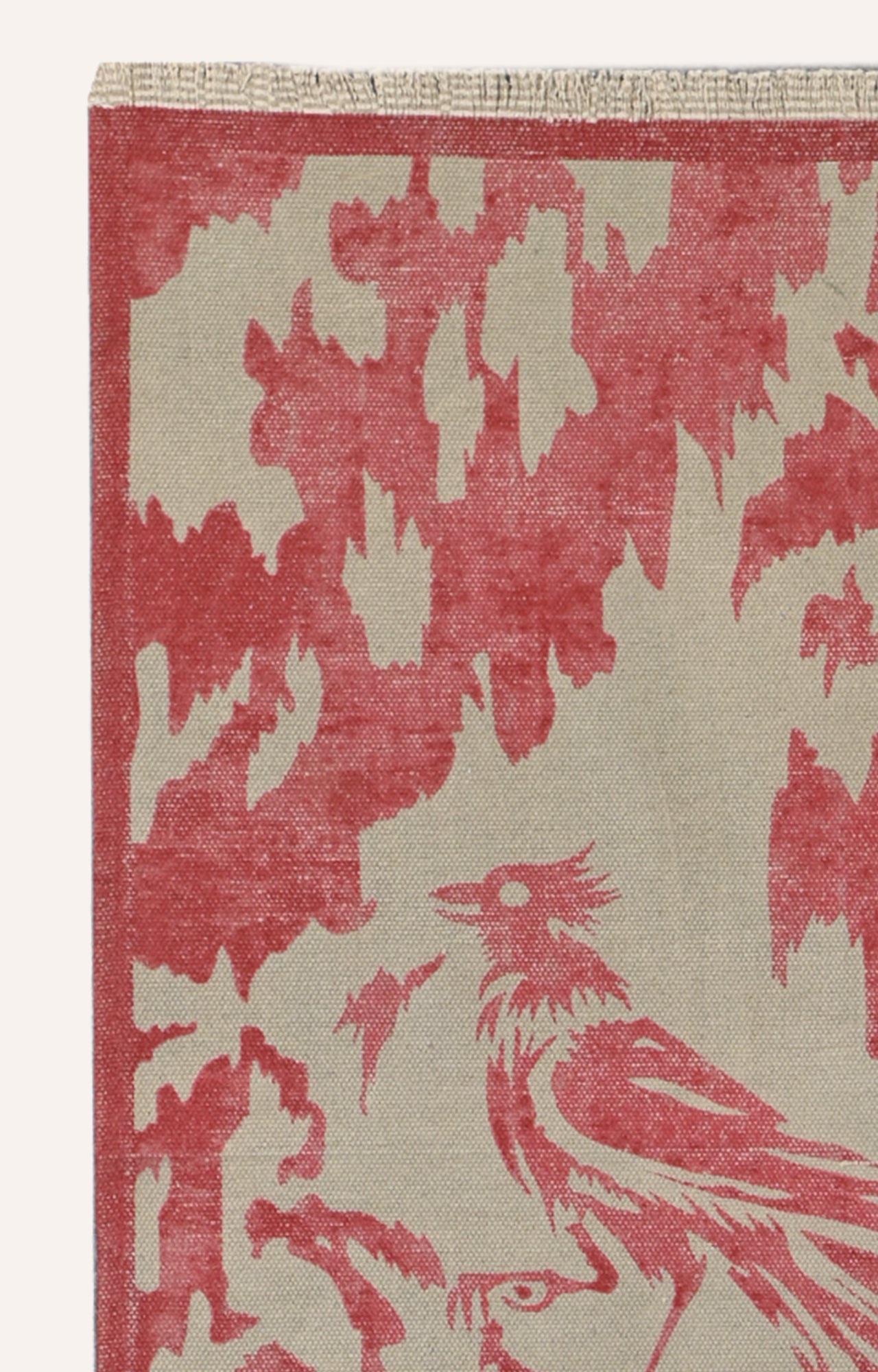 Soaring Crane Dhurrie Rug in Red