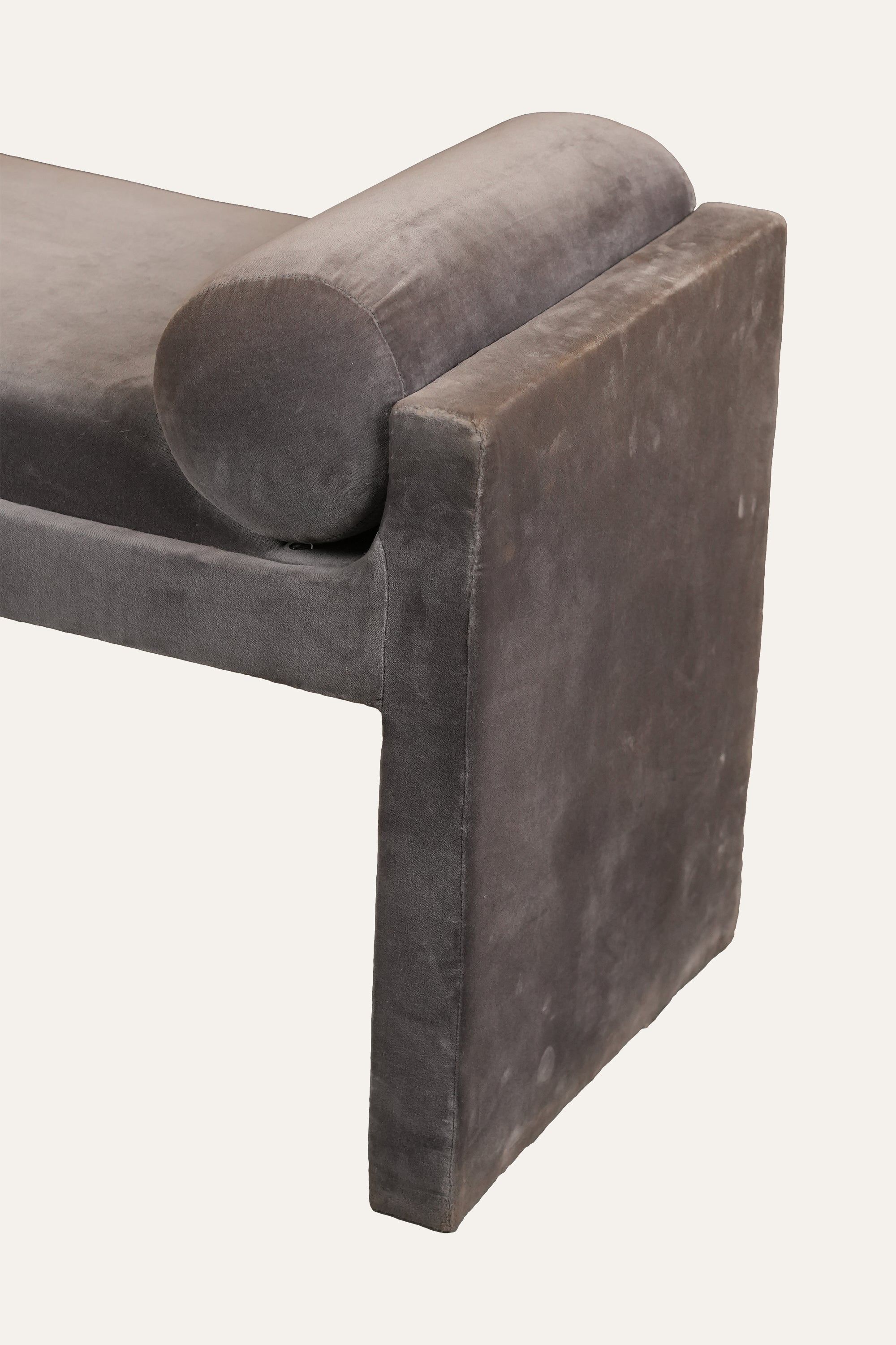 Modern Black Solid Wood Bench with Bolster Cushions
