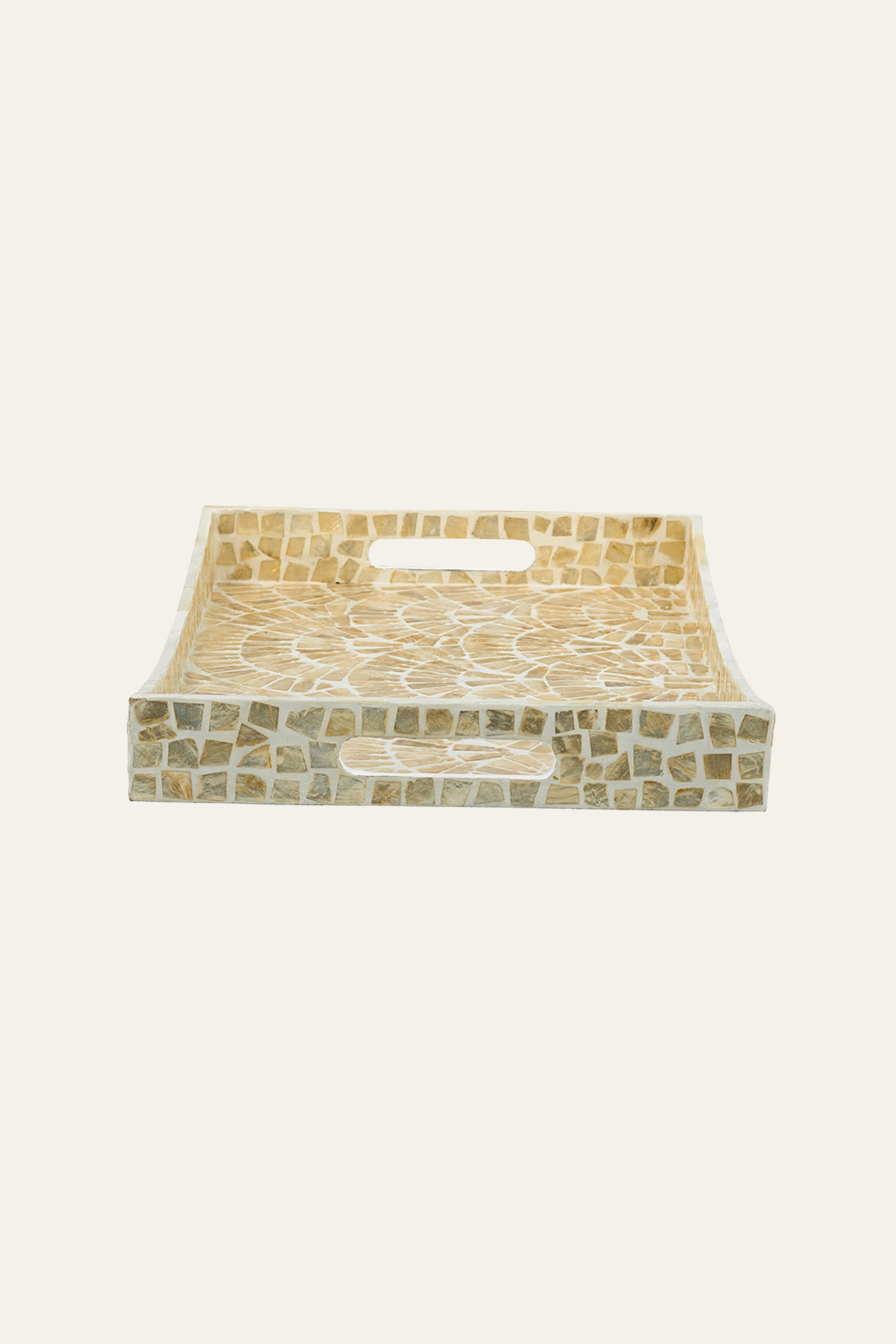Rectangular Mosaic Mother of Pearl Inlay Serving Tray for Dining Spaces