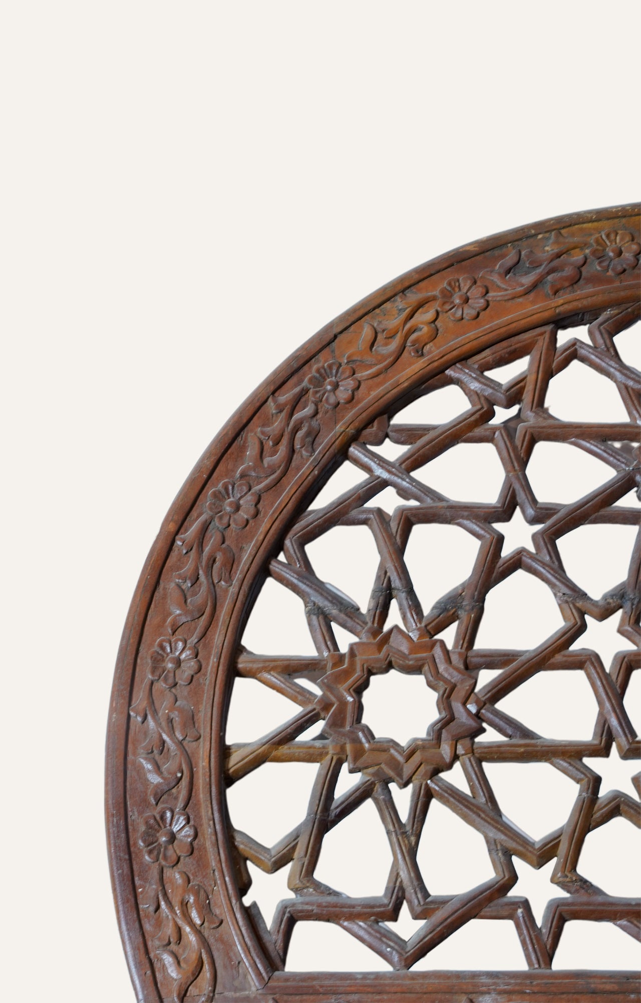 Mughal Geometric Wood Carving: Modern Wall Art Panel