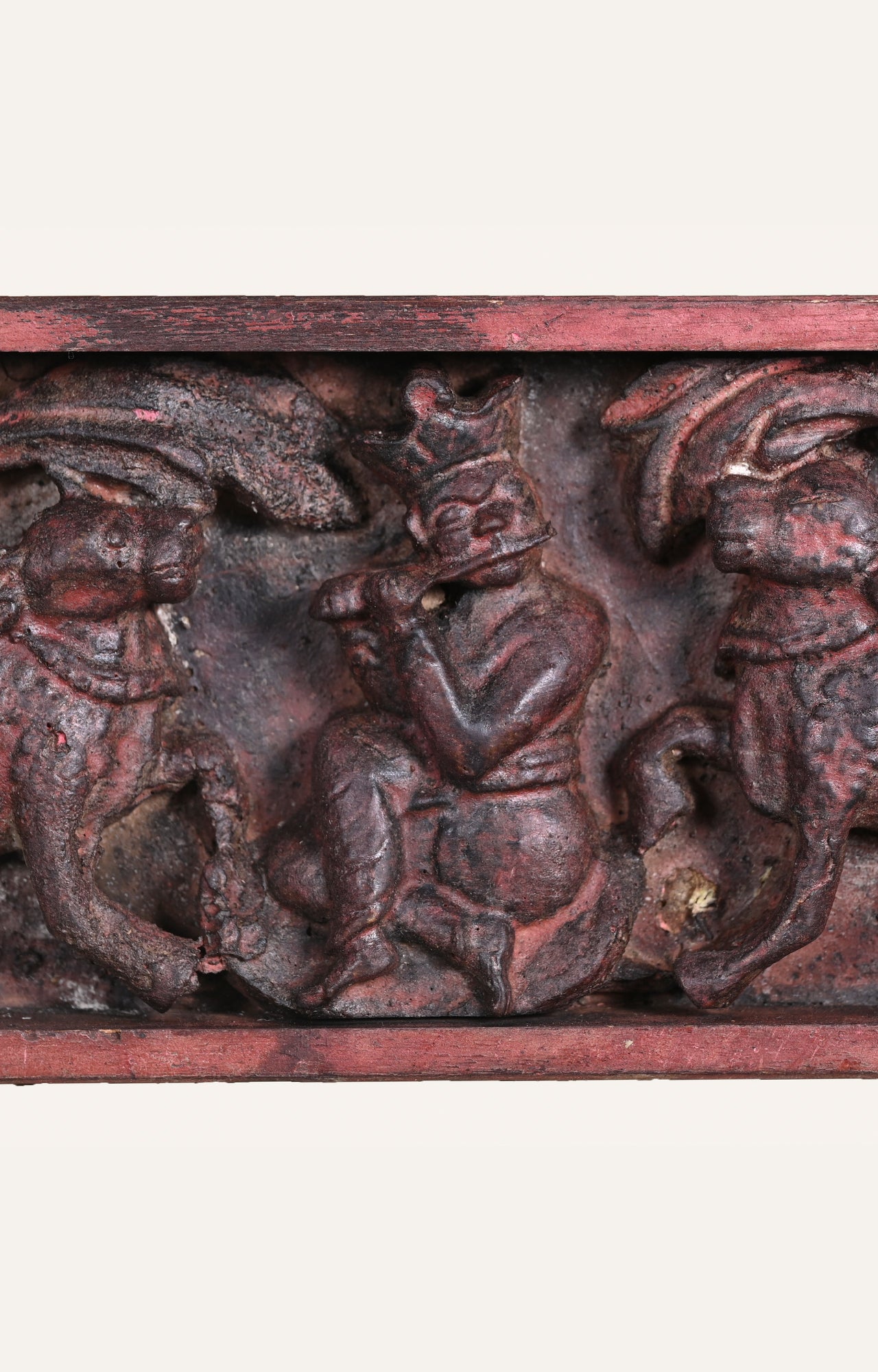 Krishna with Cows wood hand carved panel