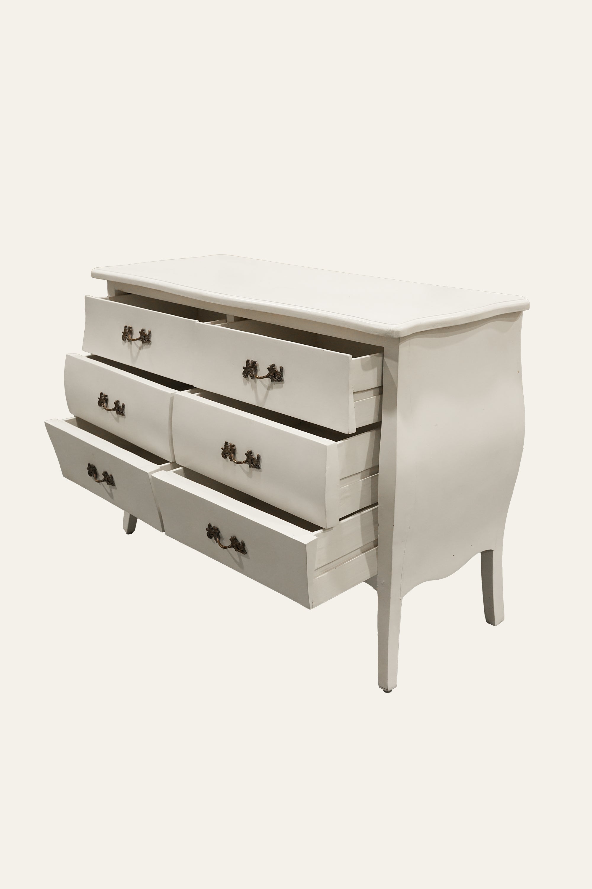 White Bombe 6-Drawer Chest of Drawers with Curved Fronts