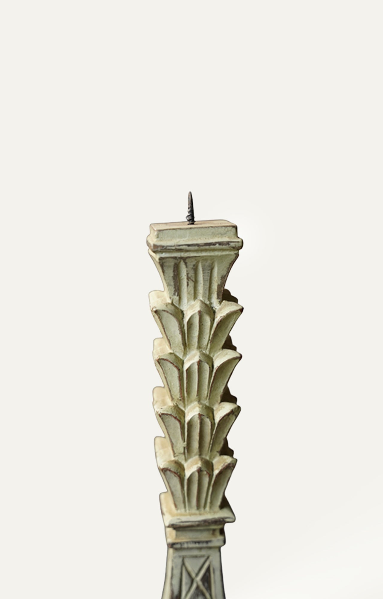 Traditional design Carved Wood Candle Stand