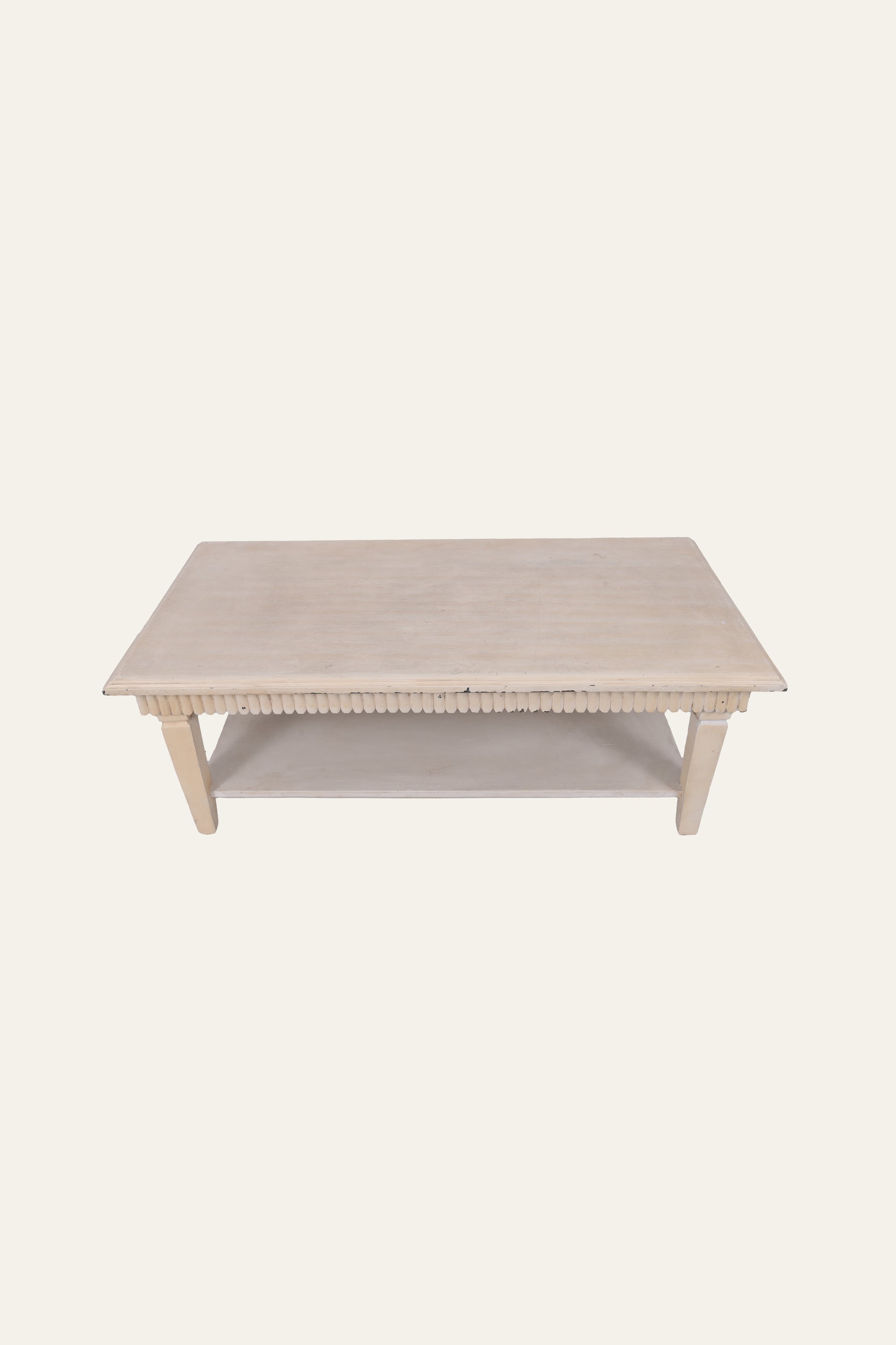 Rectangular Wooden Coffee Table with Storage Shelf