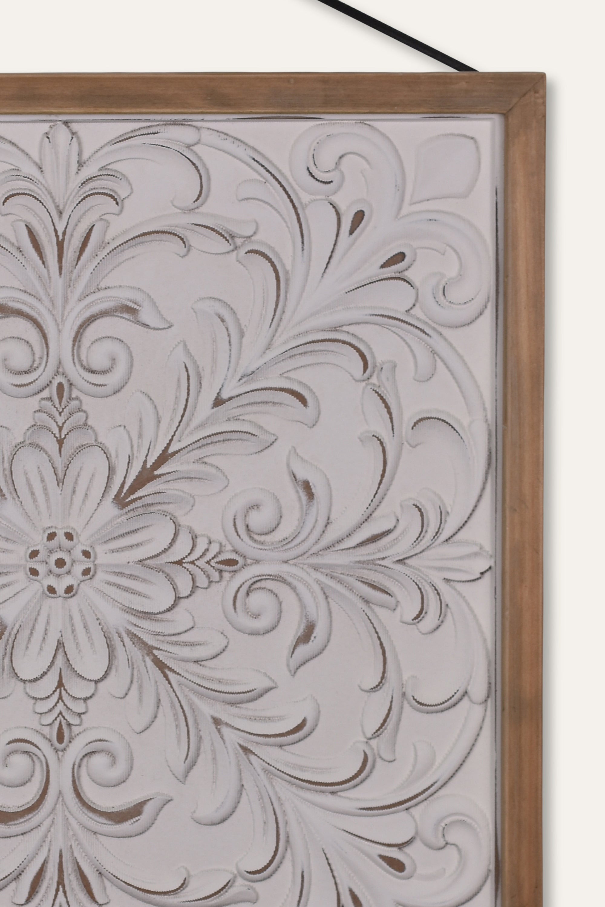 Handcrafted Floral Carved Wooden Wall Panel