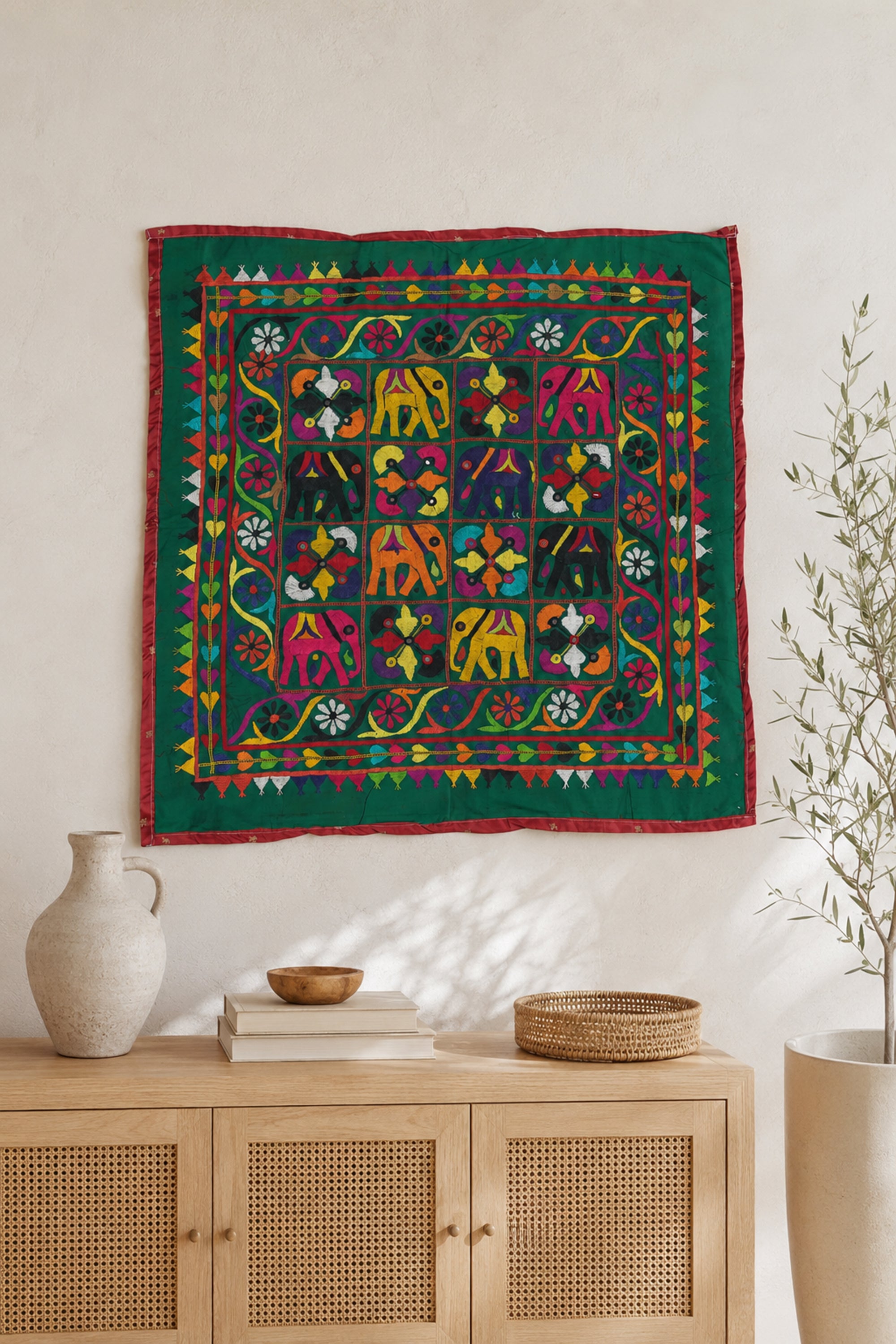 Tribal Animal & Folk Motif KutchTextile Panel