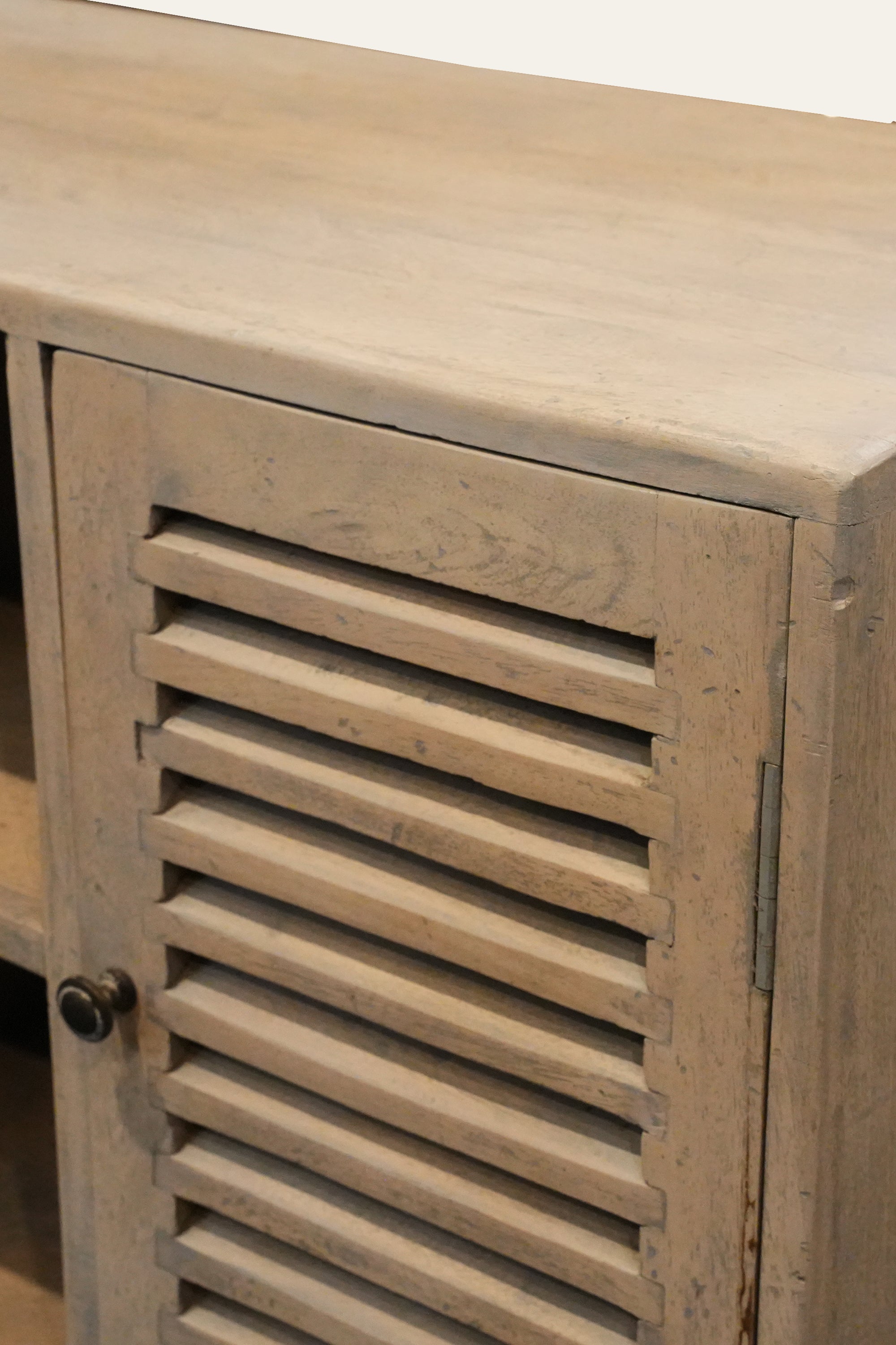 Louvered 2-Door Cabinet with Open Shelves