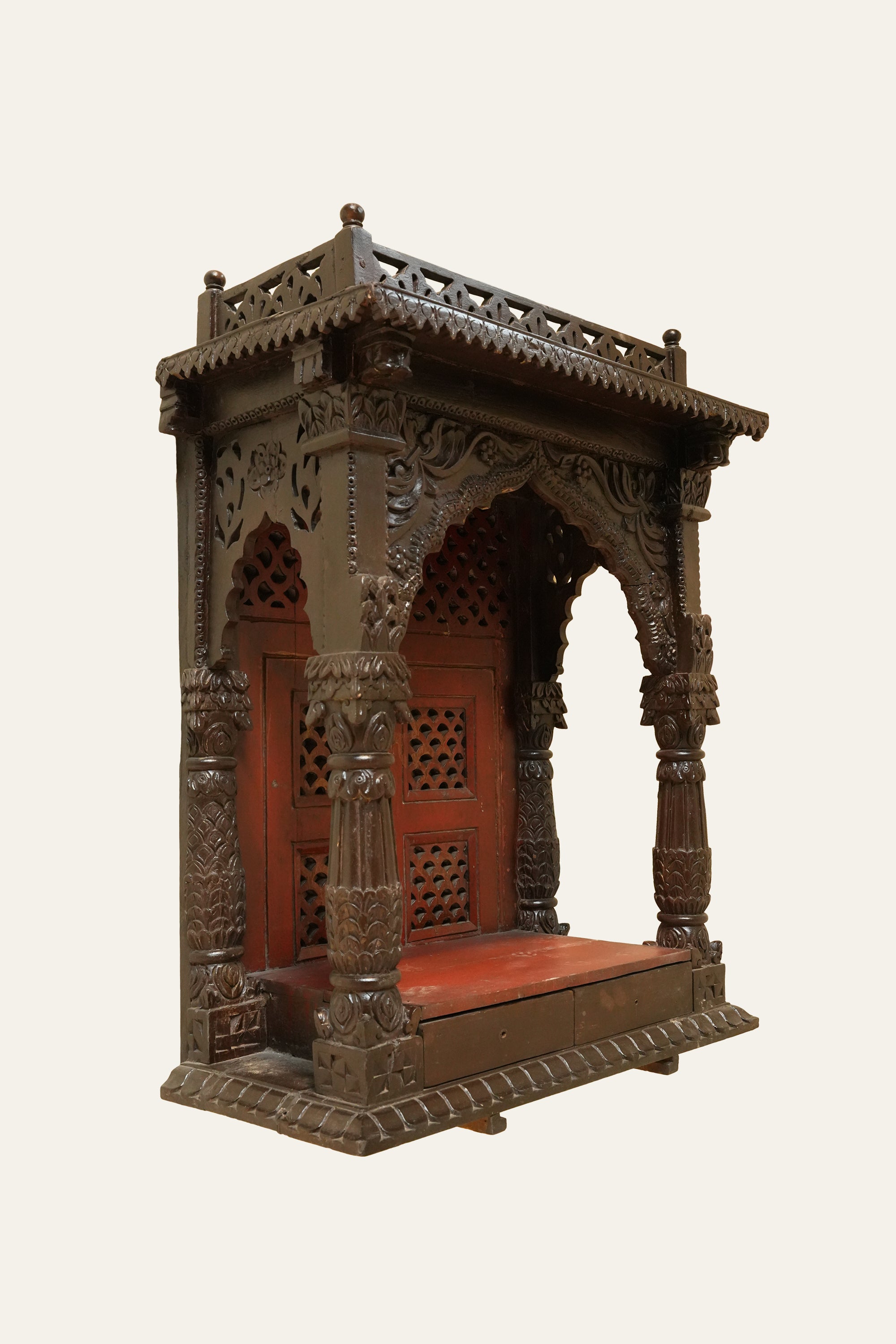 Antique Wooden Jharokha Wall Mandir for Home