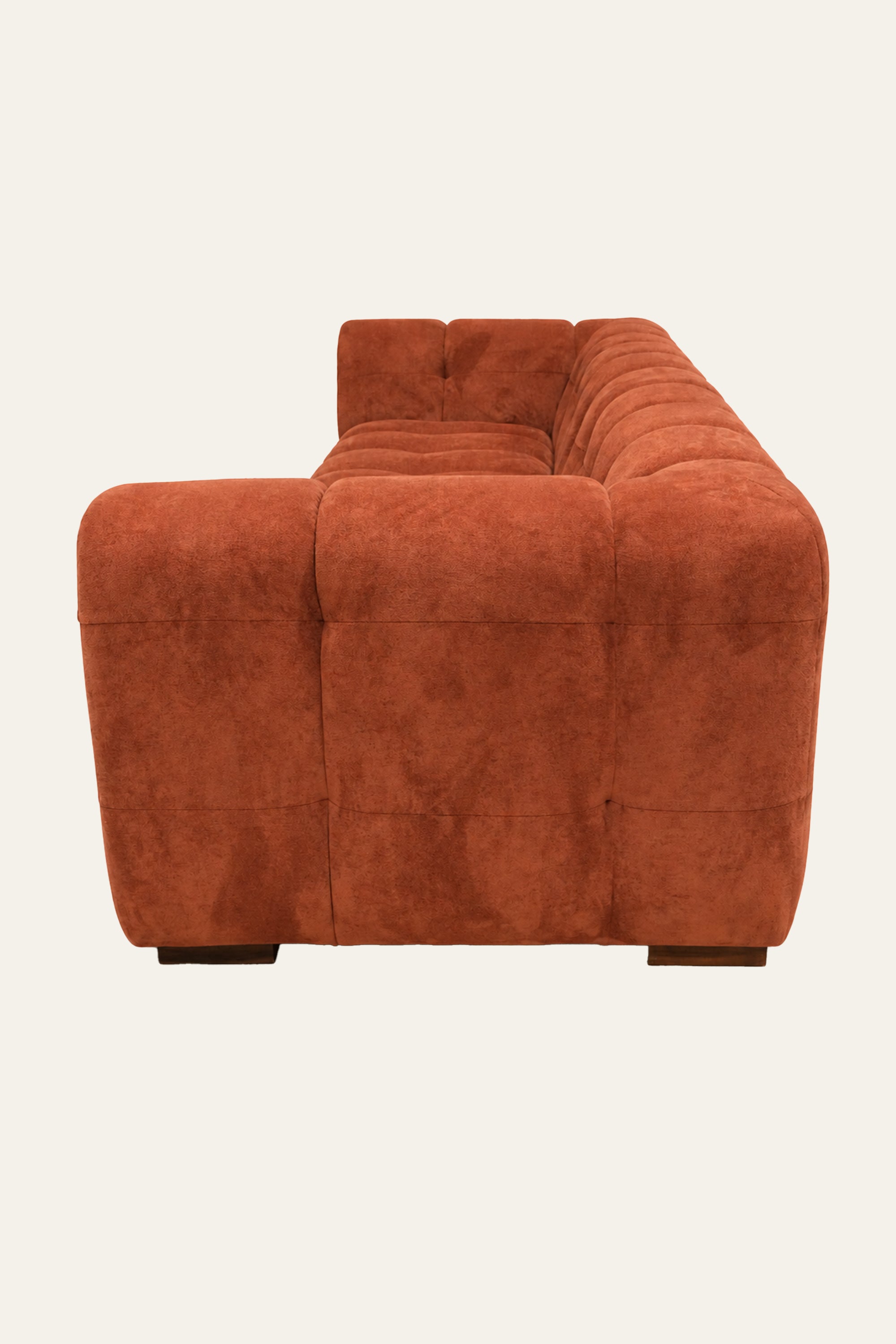 Rust Orange Channel 4-Seater Block Sofa for Living Room