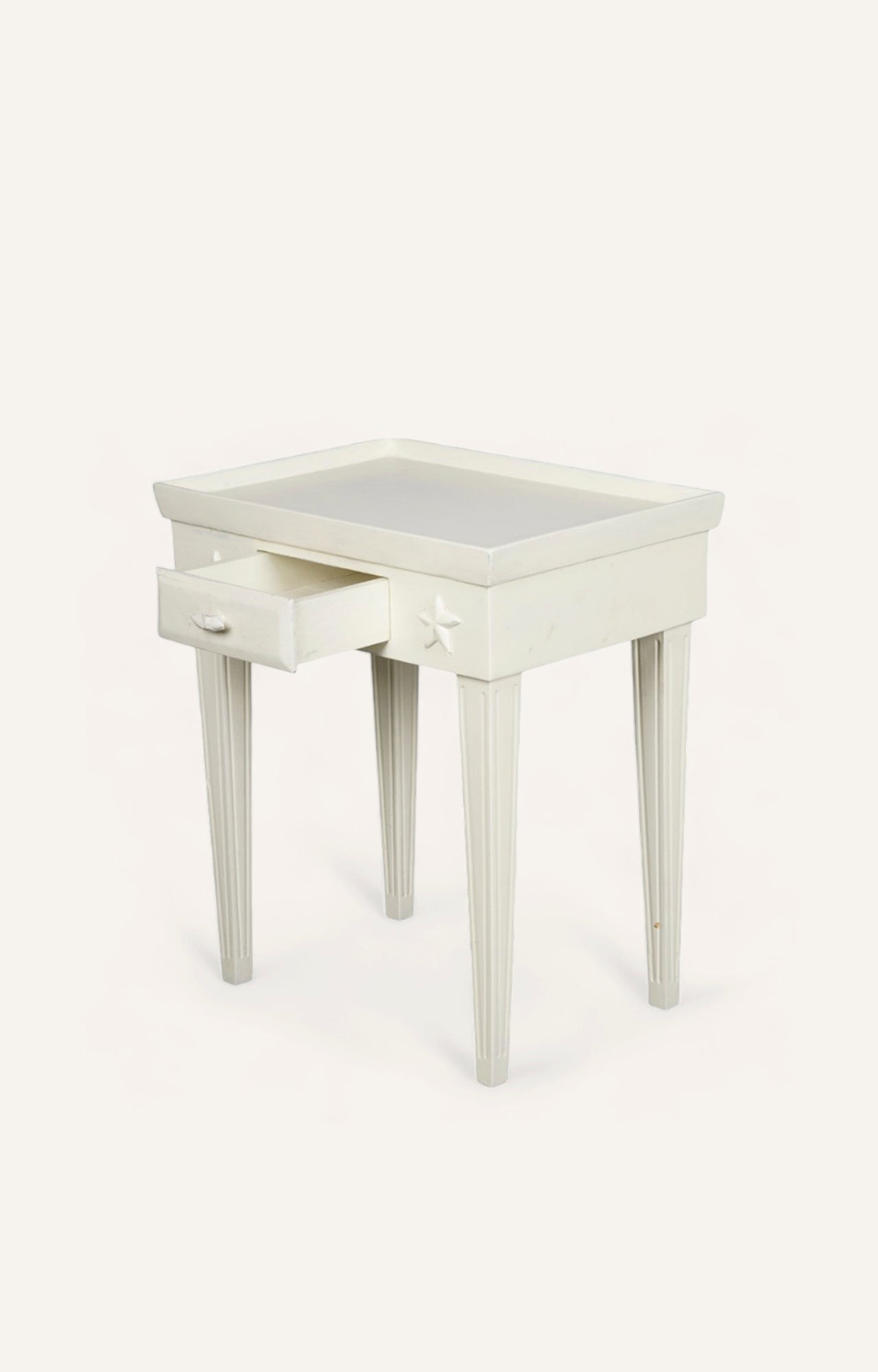 White wooden side table