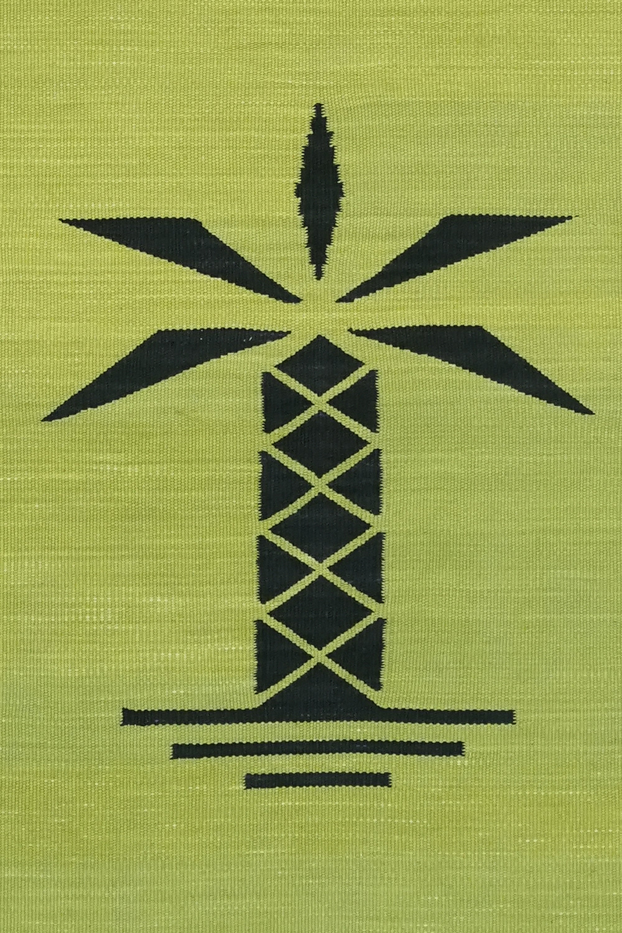 Yellow Yoga Mat for Kids with Black Palm Tree Motifs