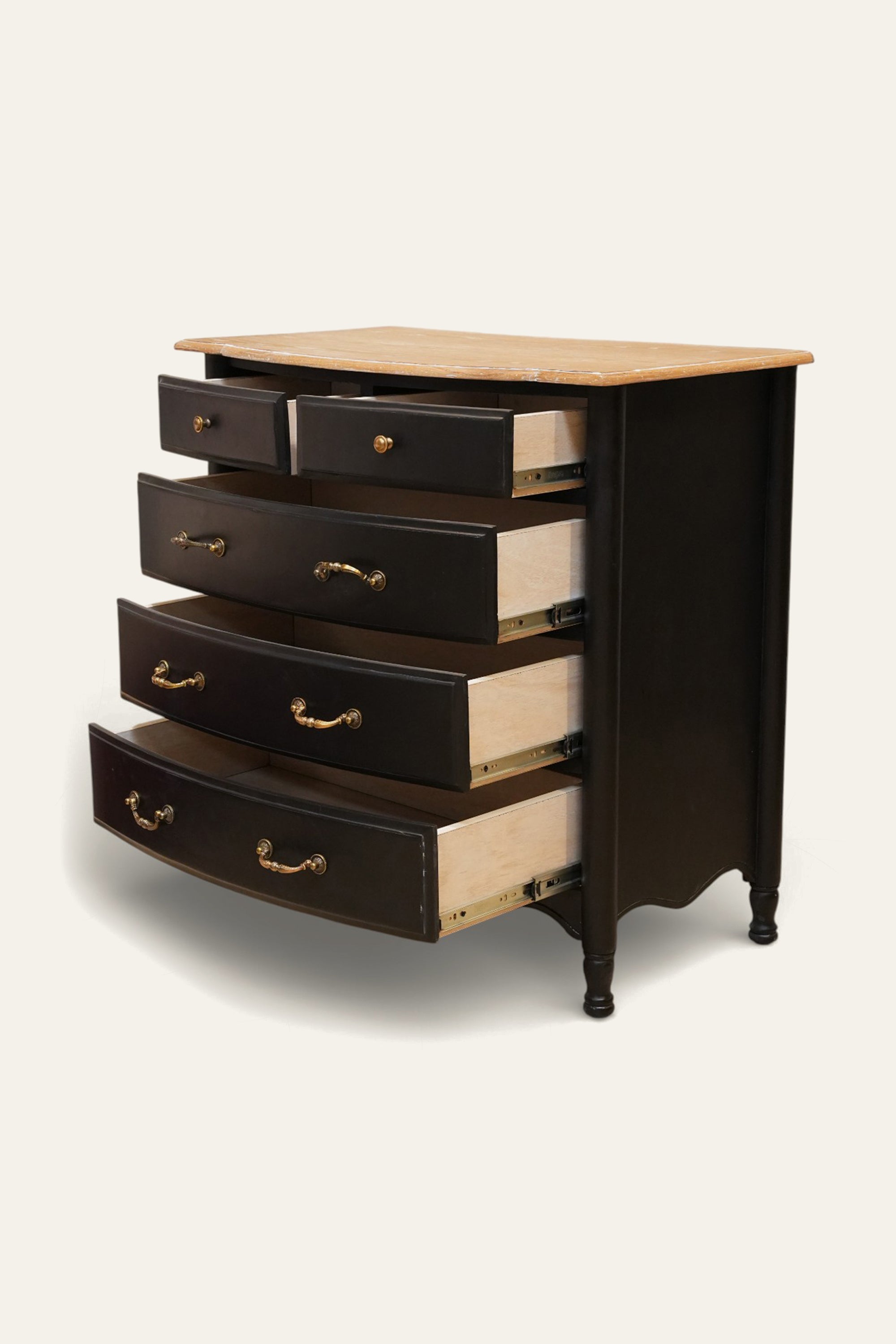 Dual Toned 5-Drawer Chest of Drawers with Brass Handles