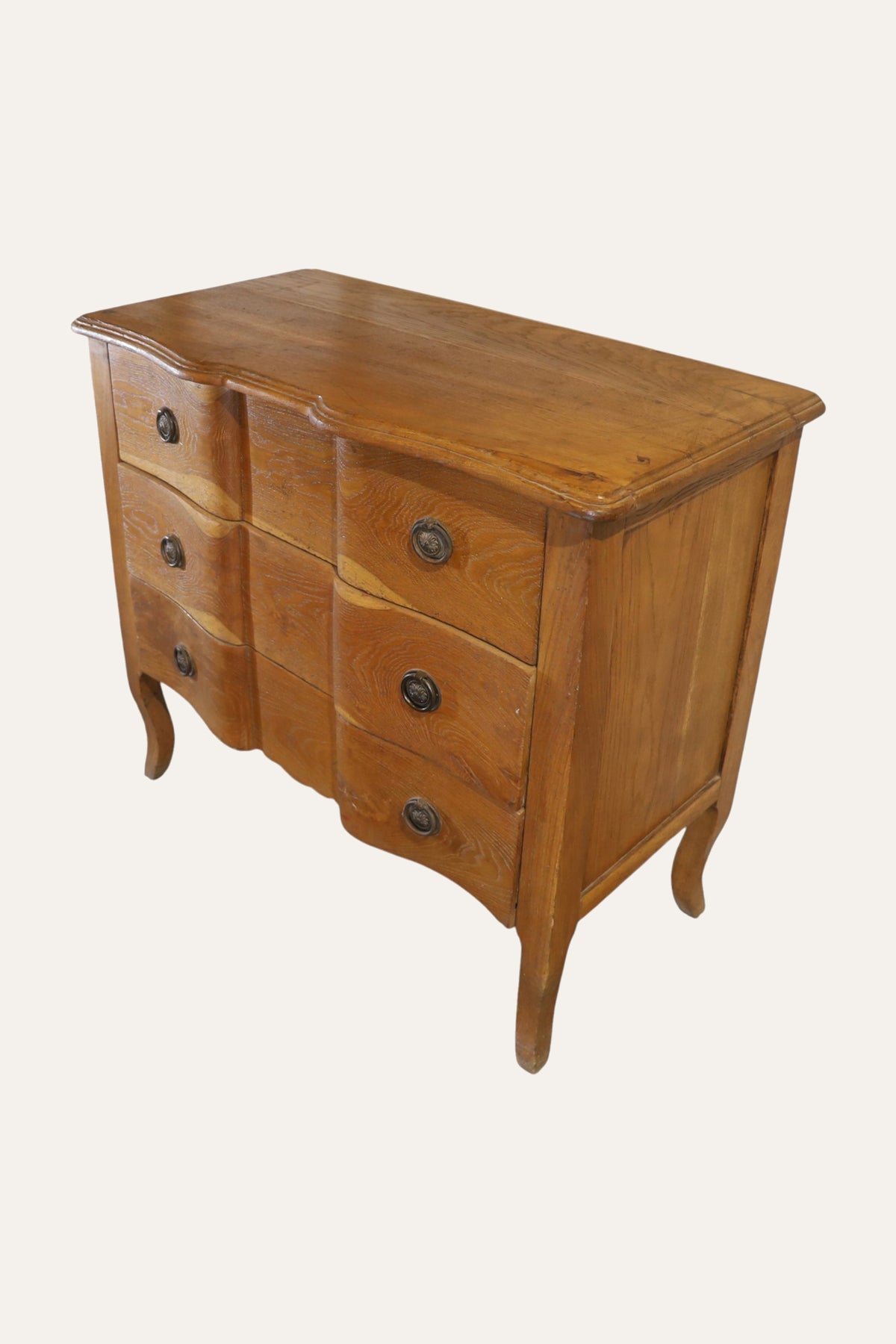 French Style Curved Front 3-Drawer Chest of Drawers