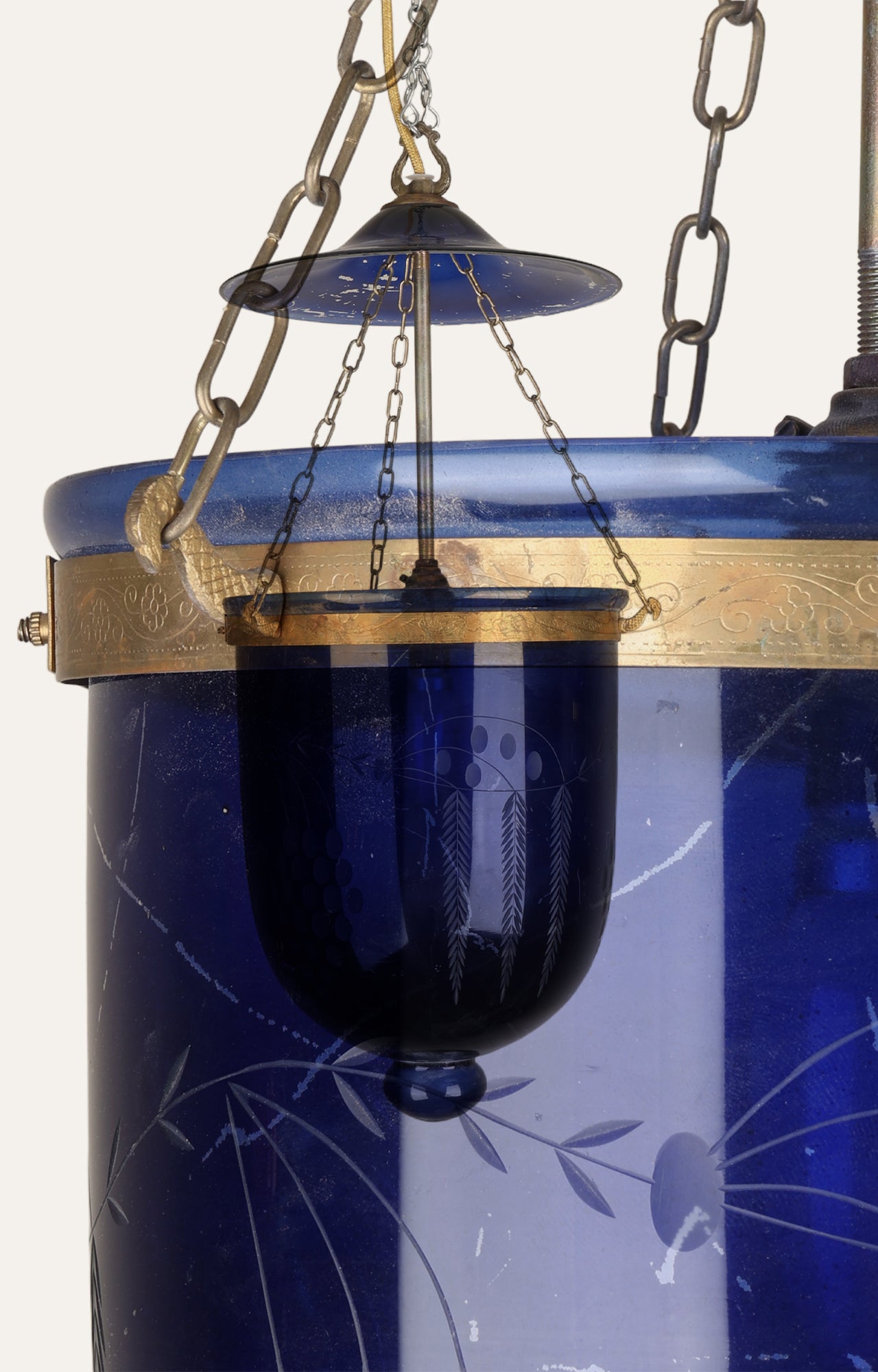 Cobalt blue bell jar lantern