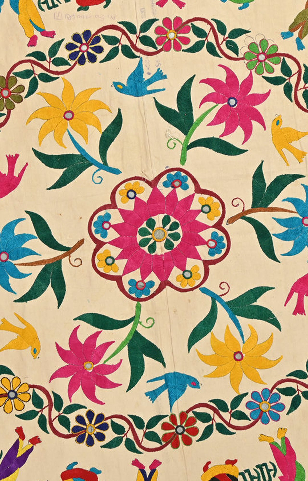 Celebration of Raas Garba and peacock Kutch Embroidery Wall hanging