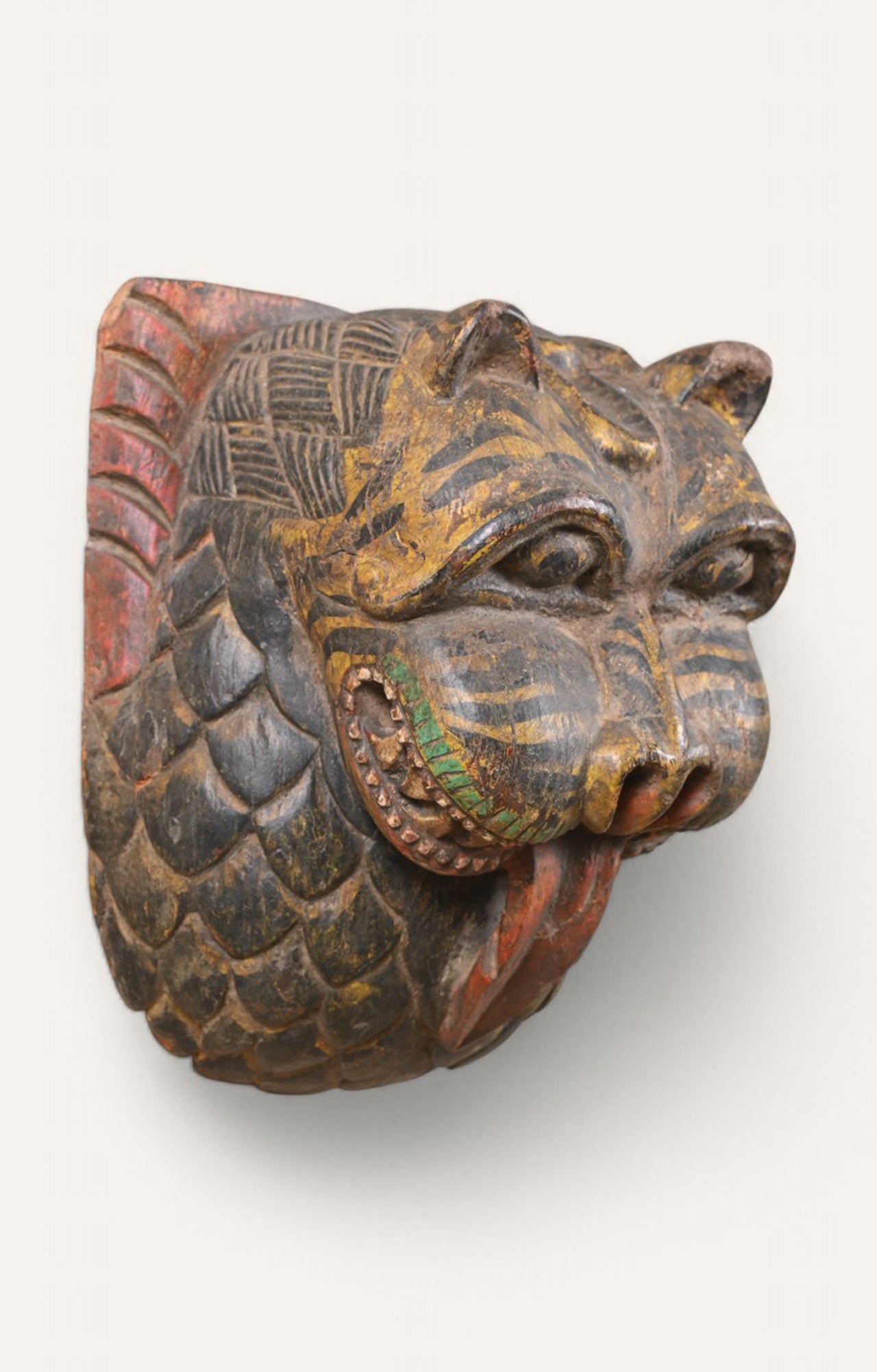 Hand Carved Tribal Tiger Wall Mask