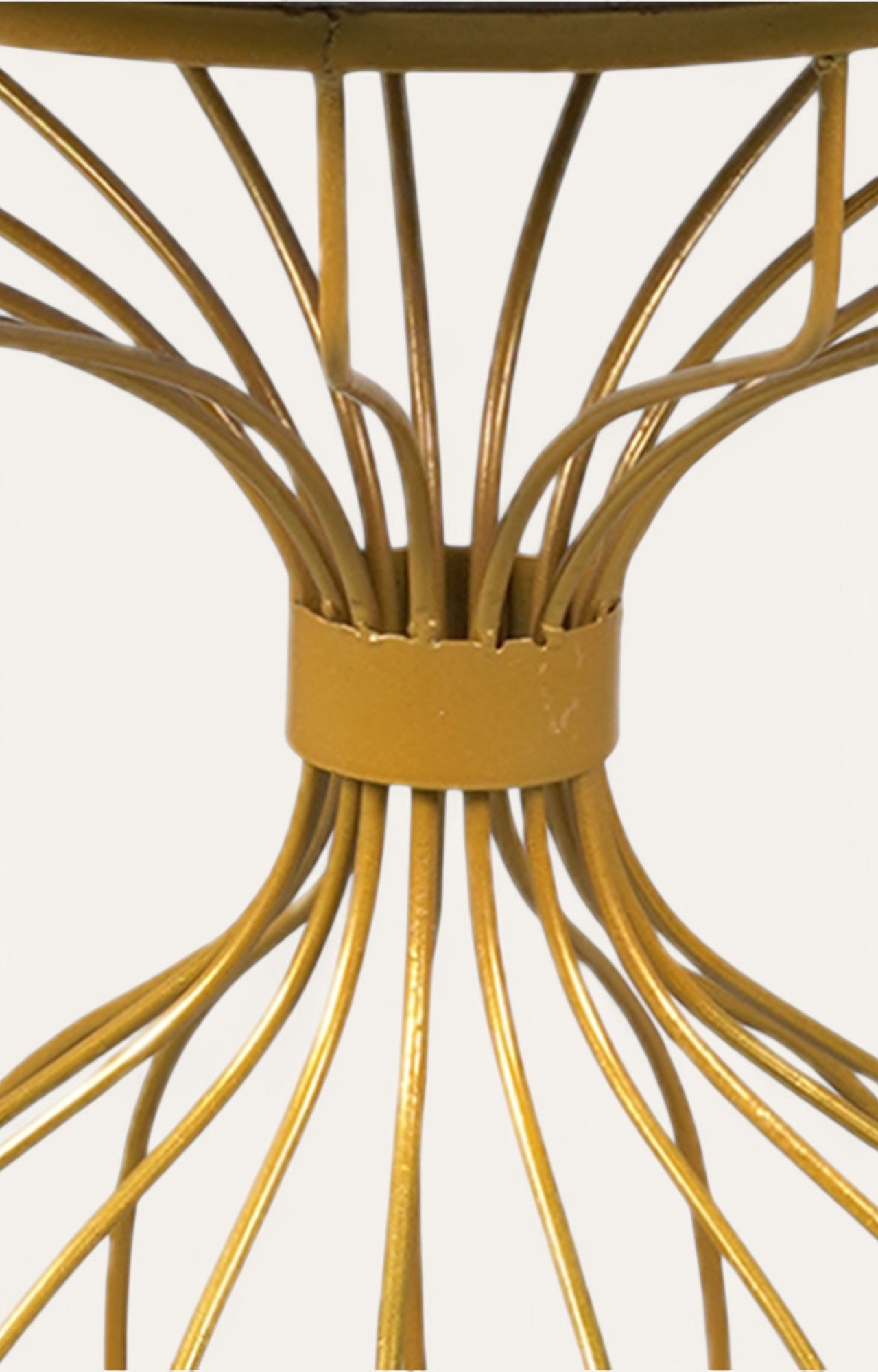 Round Sculptural Metal & Marble Side Table