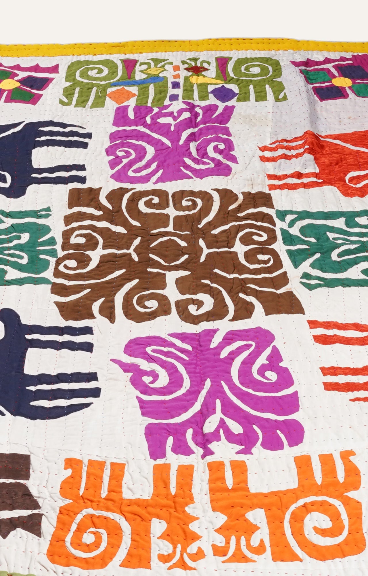 Folk Art Applique Wall Hanging Textile