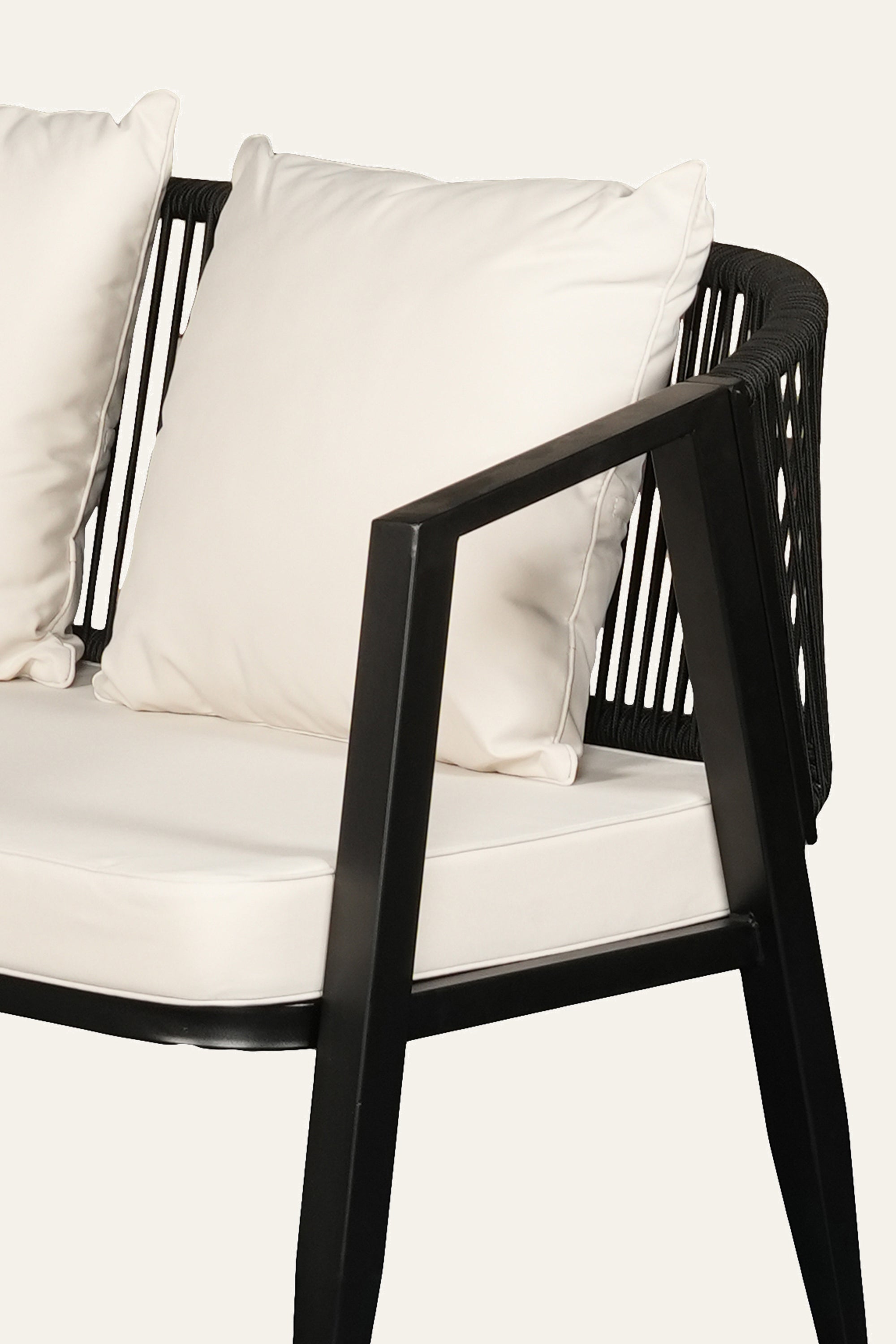Black Modern Outdoor 2-Seater Sofa for Patio